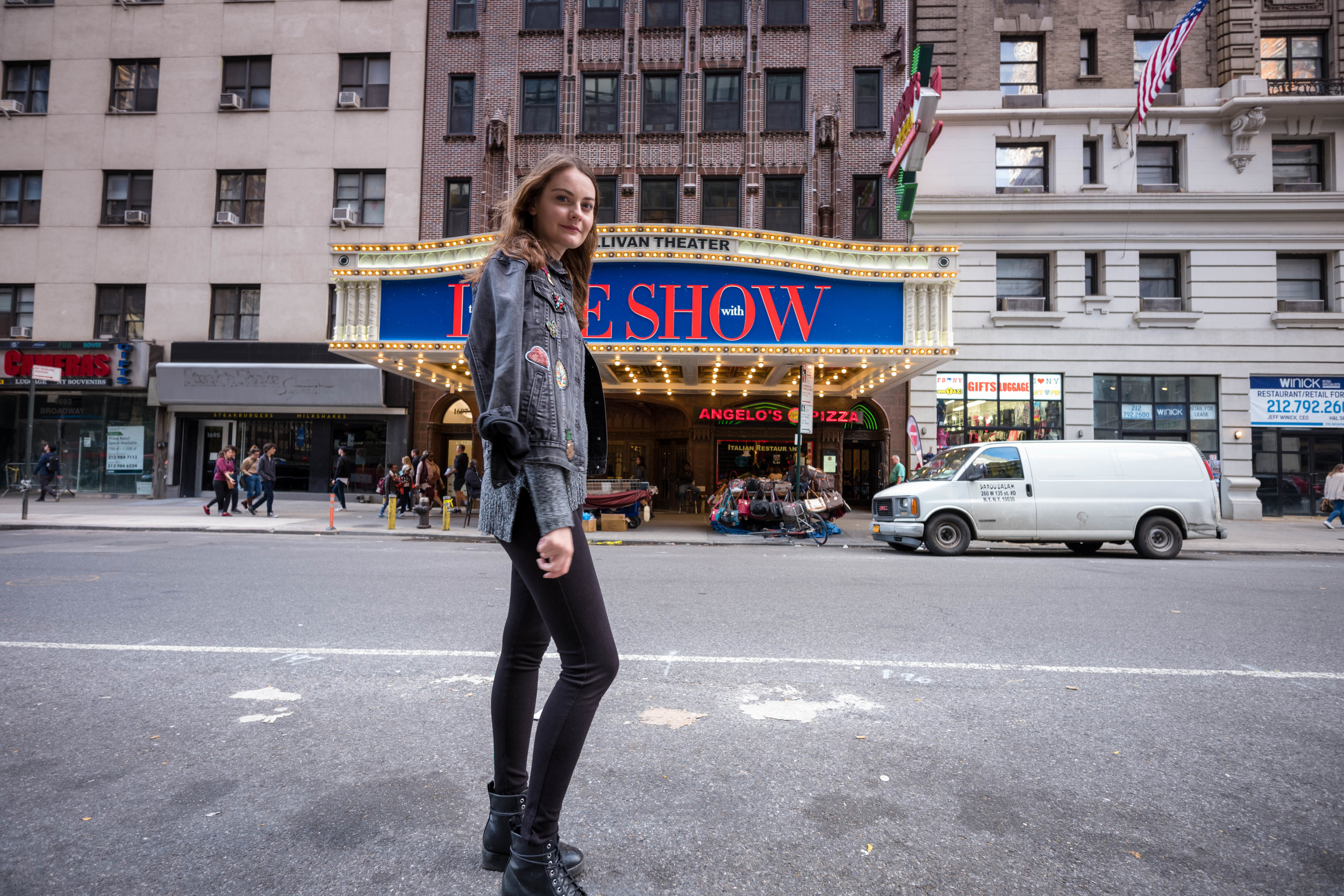 Across the street from the Ed Sullivan Theater, where the Late Show with Stephen Colbert is taped.