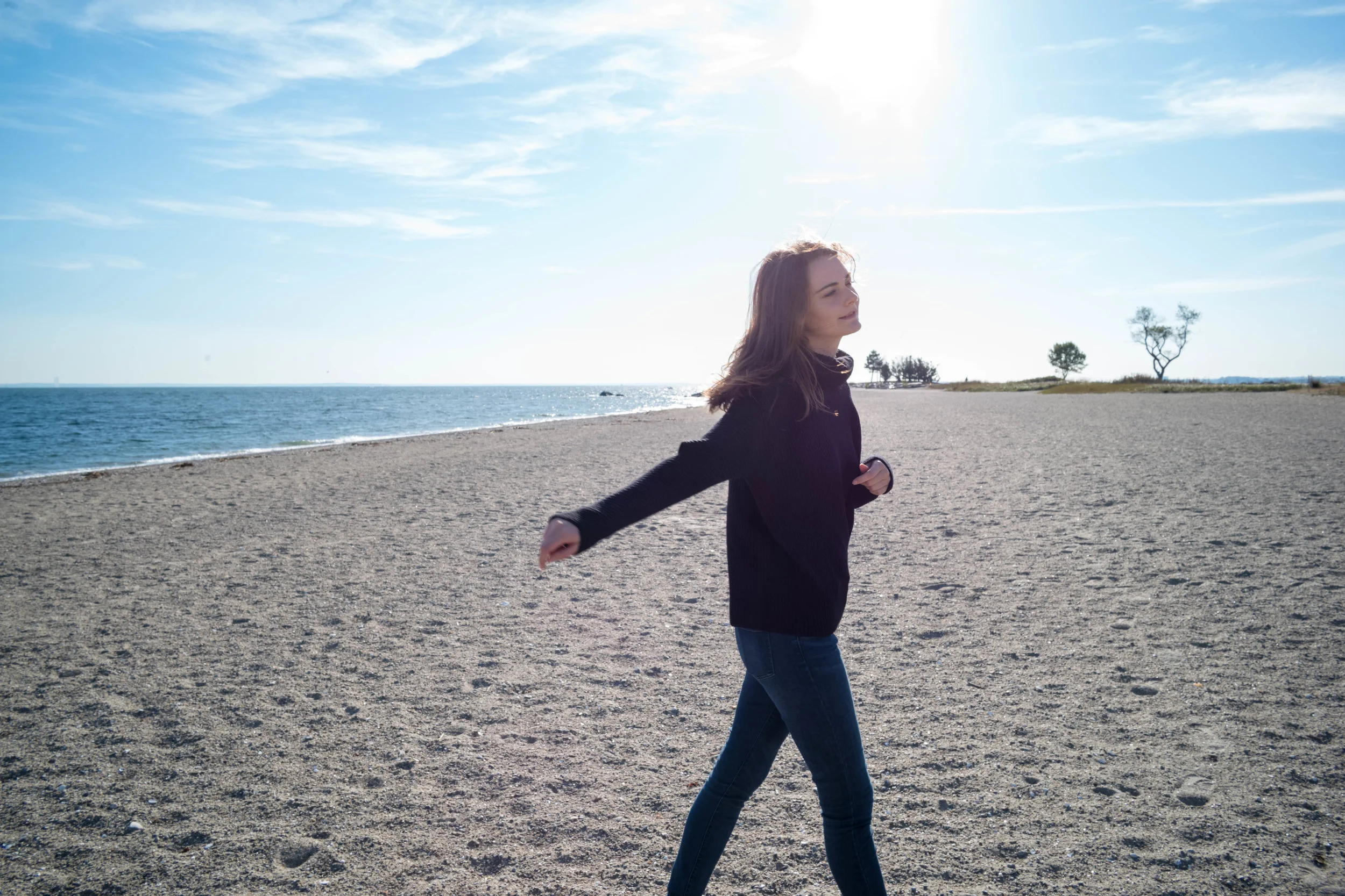 Wandering about at the beach, at Sherwood Island State Park, Westport, Connecticut.