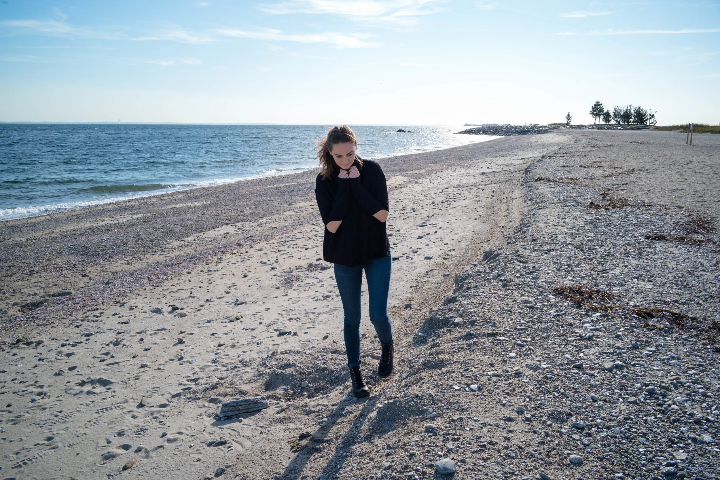 On the beach, at Sherwood Island State Park, Westport, Connecticut.