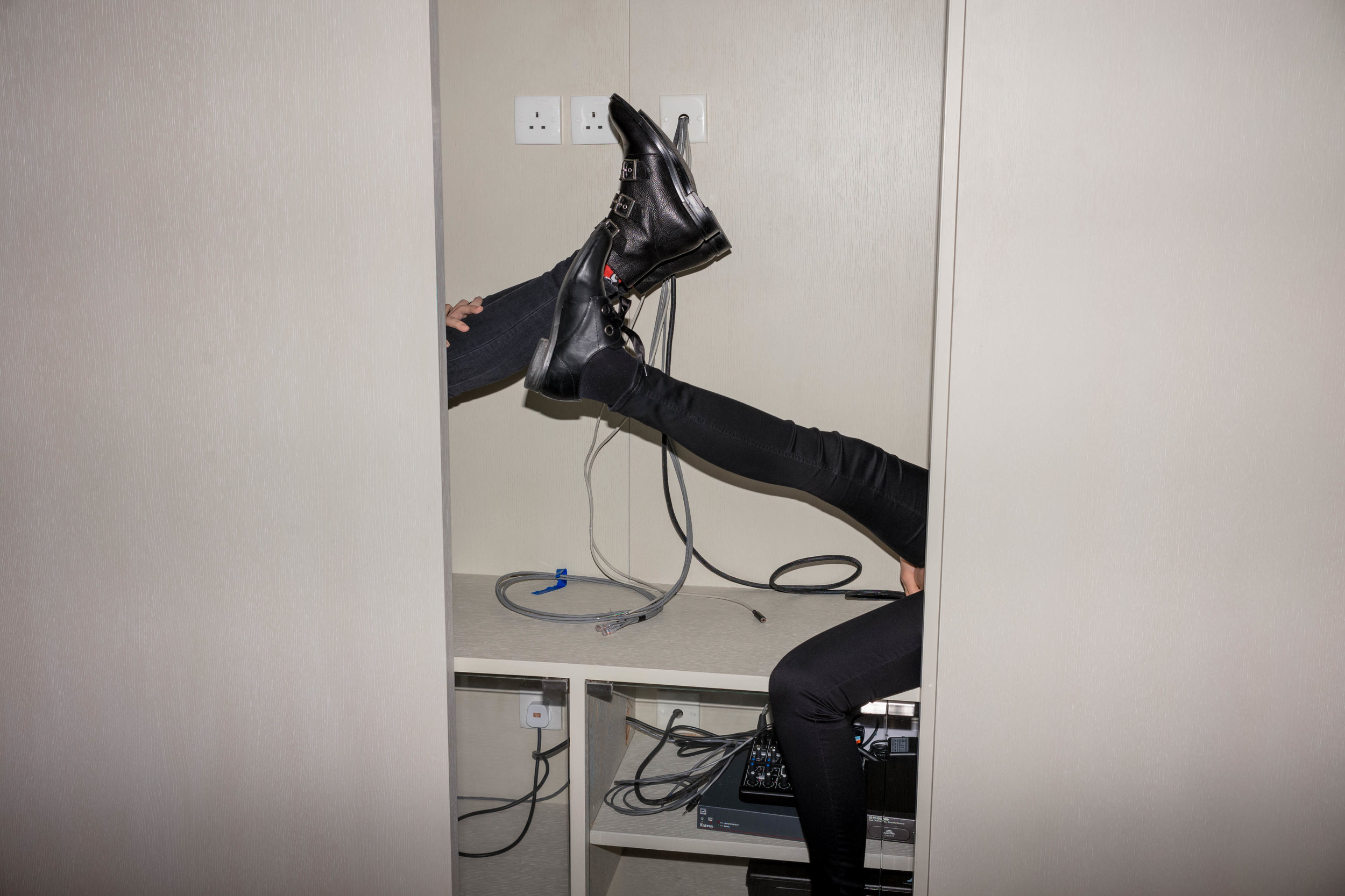 Hidden and kicking their heels.