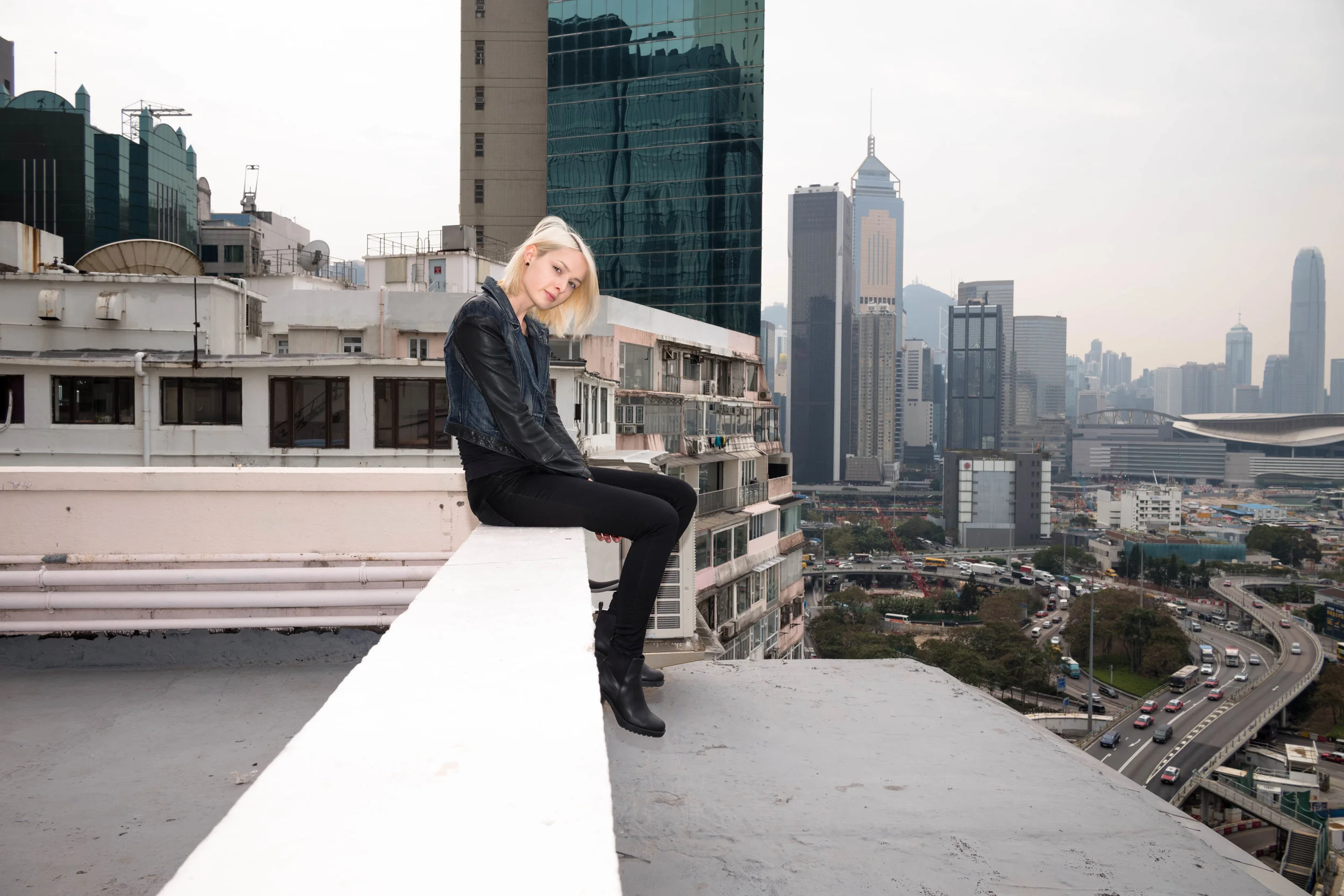 Sitting on the edge.