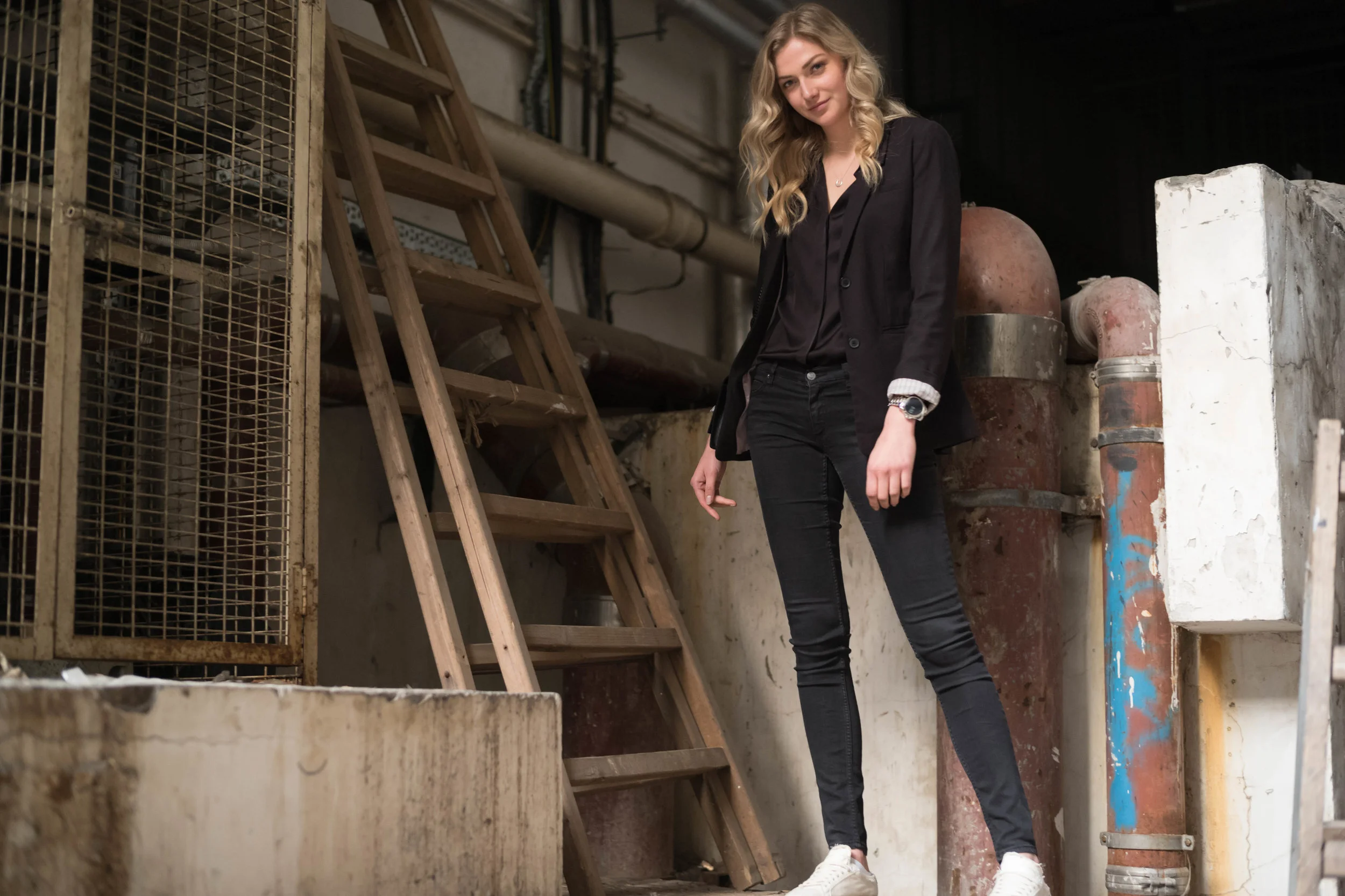 Up a platform. The ambient light at this location was surprisingly good.