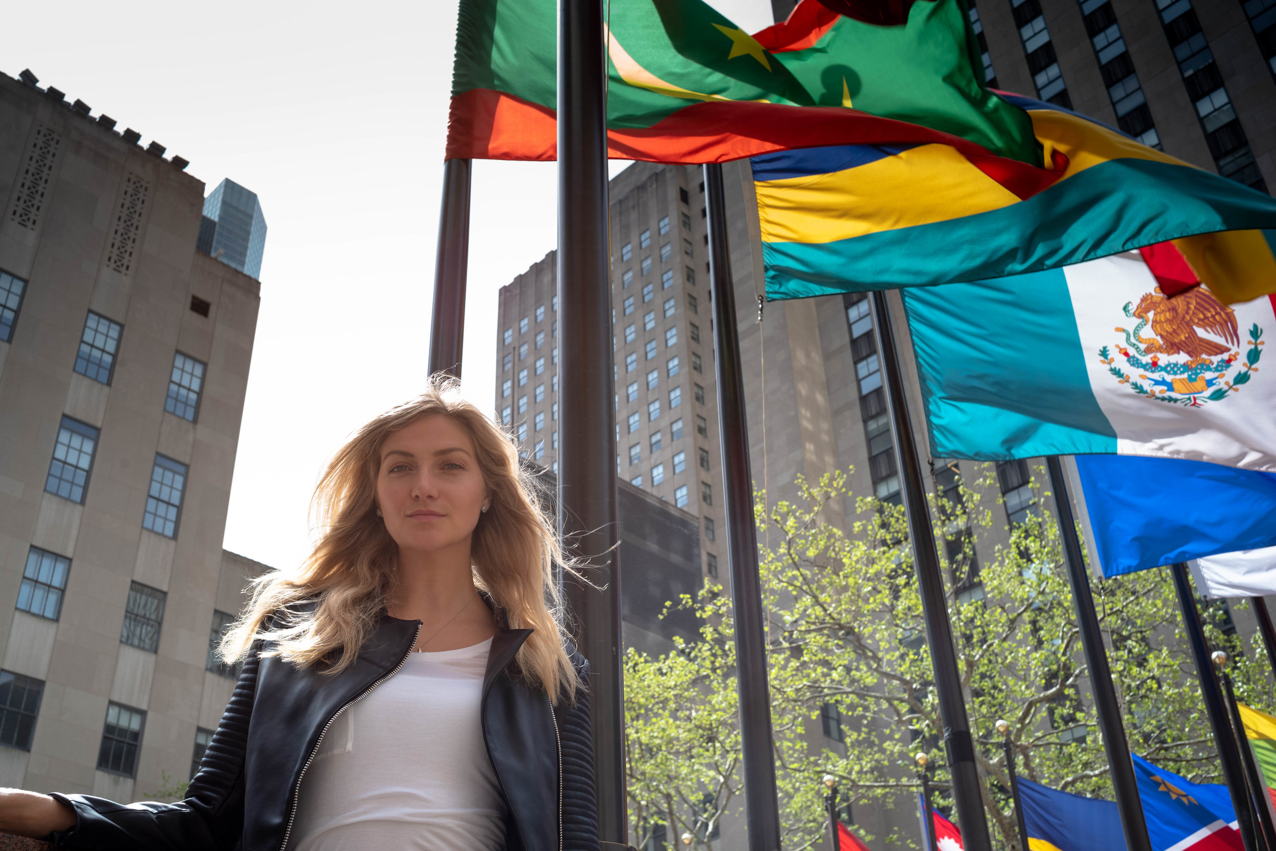 Looking skyward to get more flags in frame