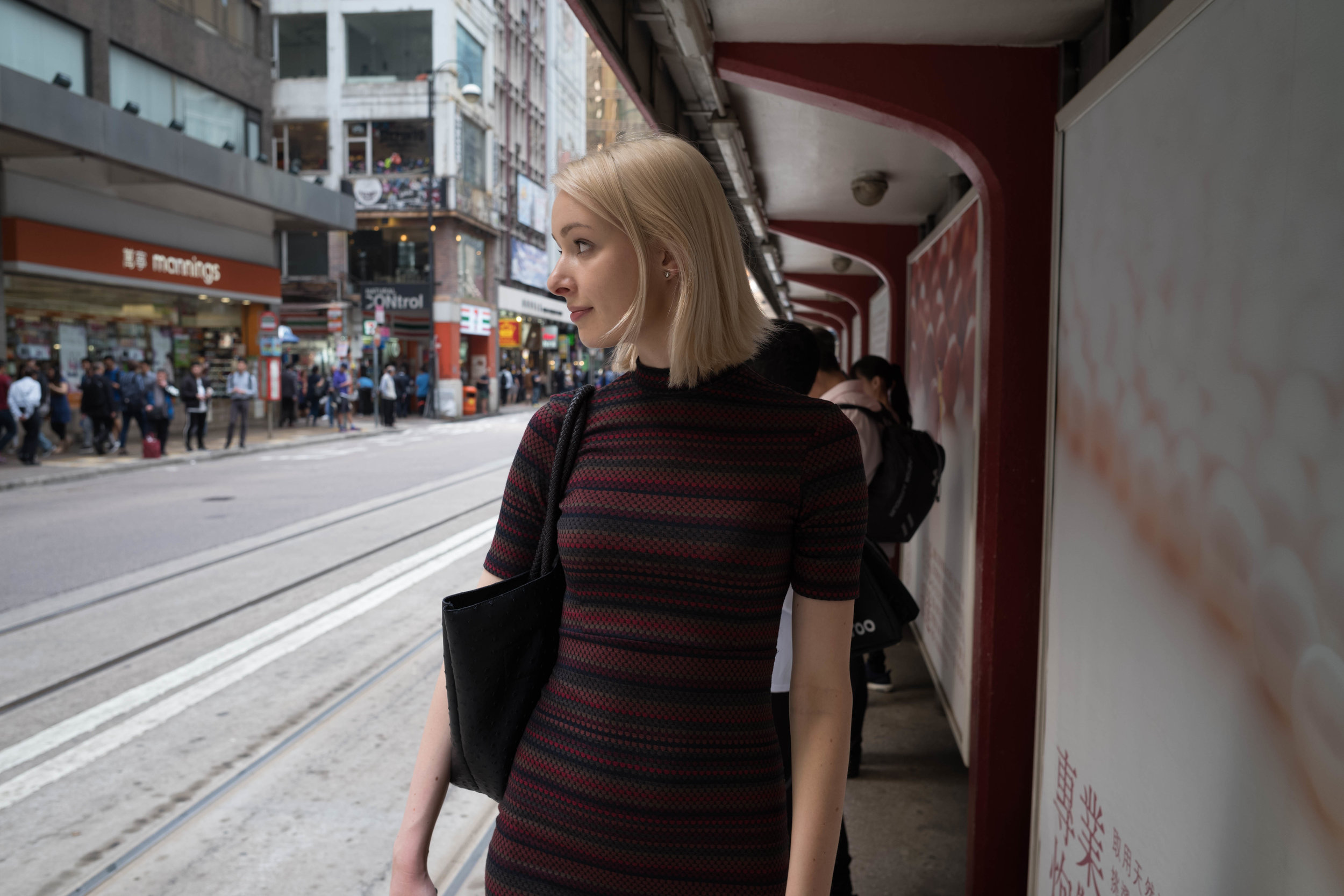 Waiting for the tram.