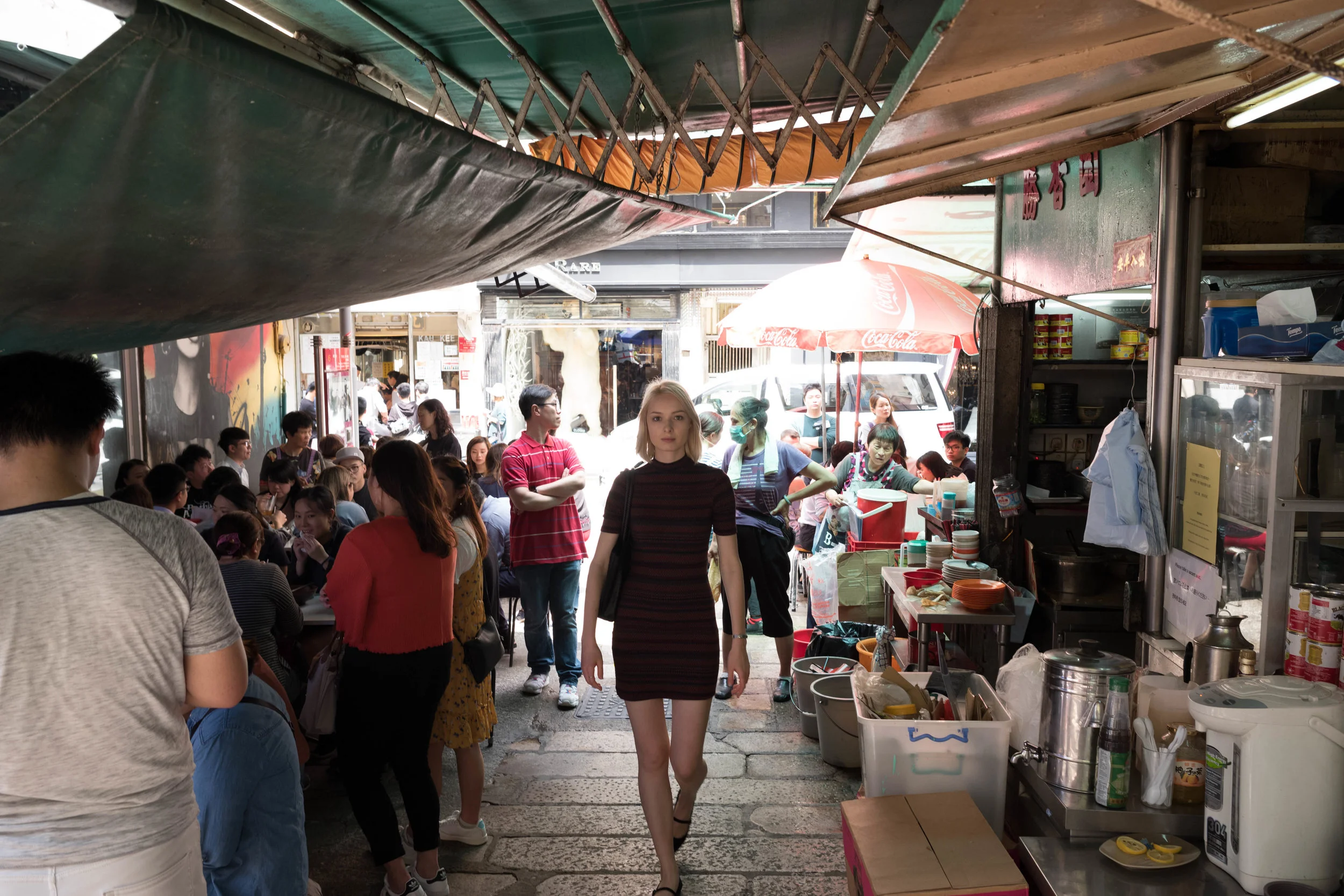 Walking through an open air food stall... because... my predilection to capture visual clutter in the background.