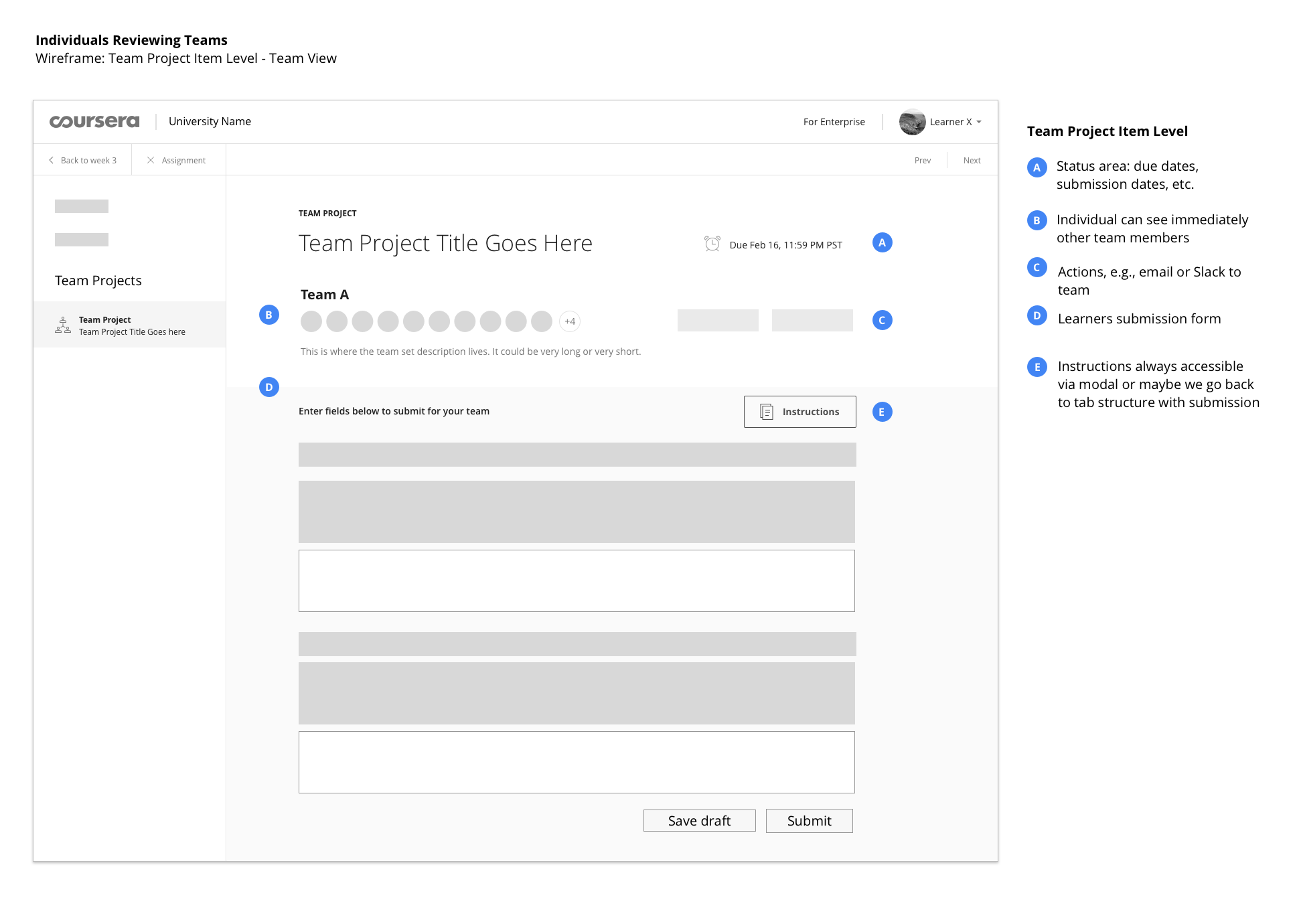 Wireframe 2: Form where Individual reviews the team (Copy)