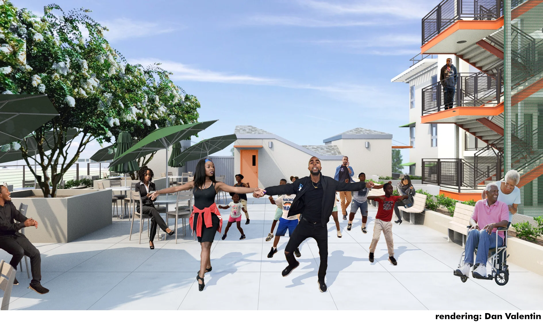 public access rooftop terrace at community services building