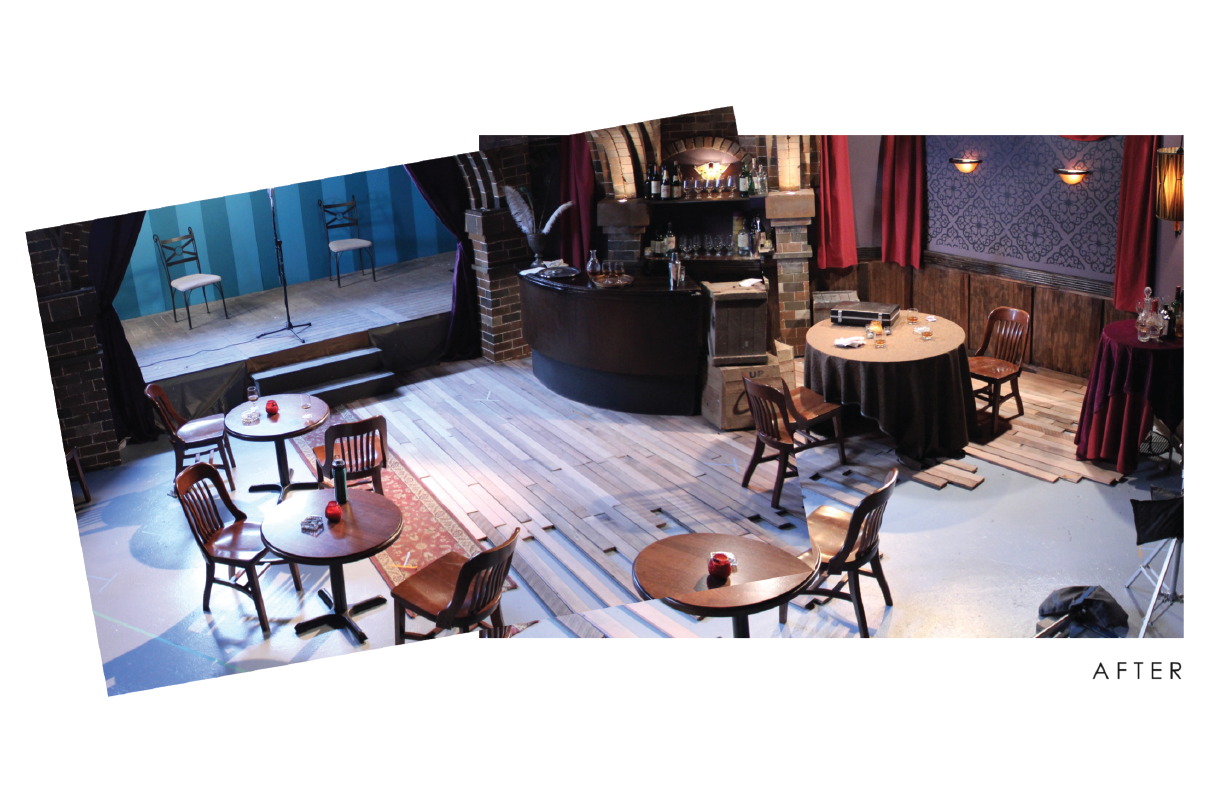 The set ready for actors 