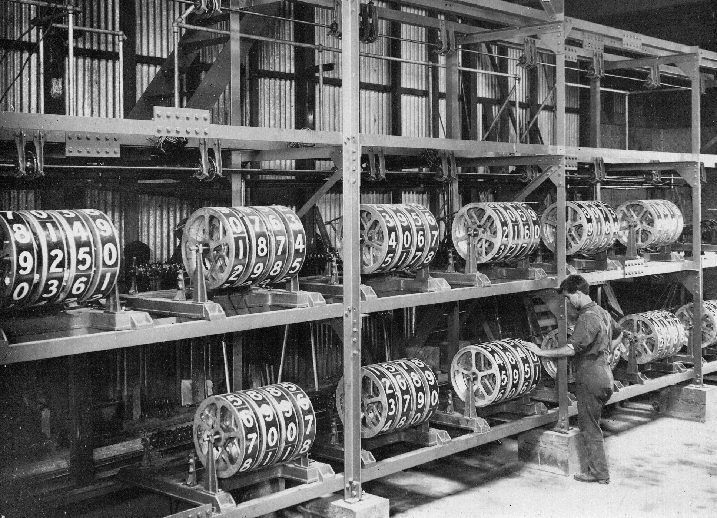 An early mechanical tote board. Source: Hackaday