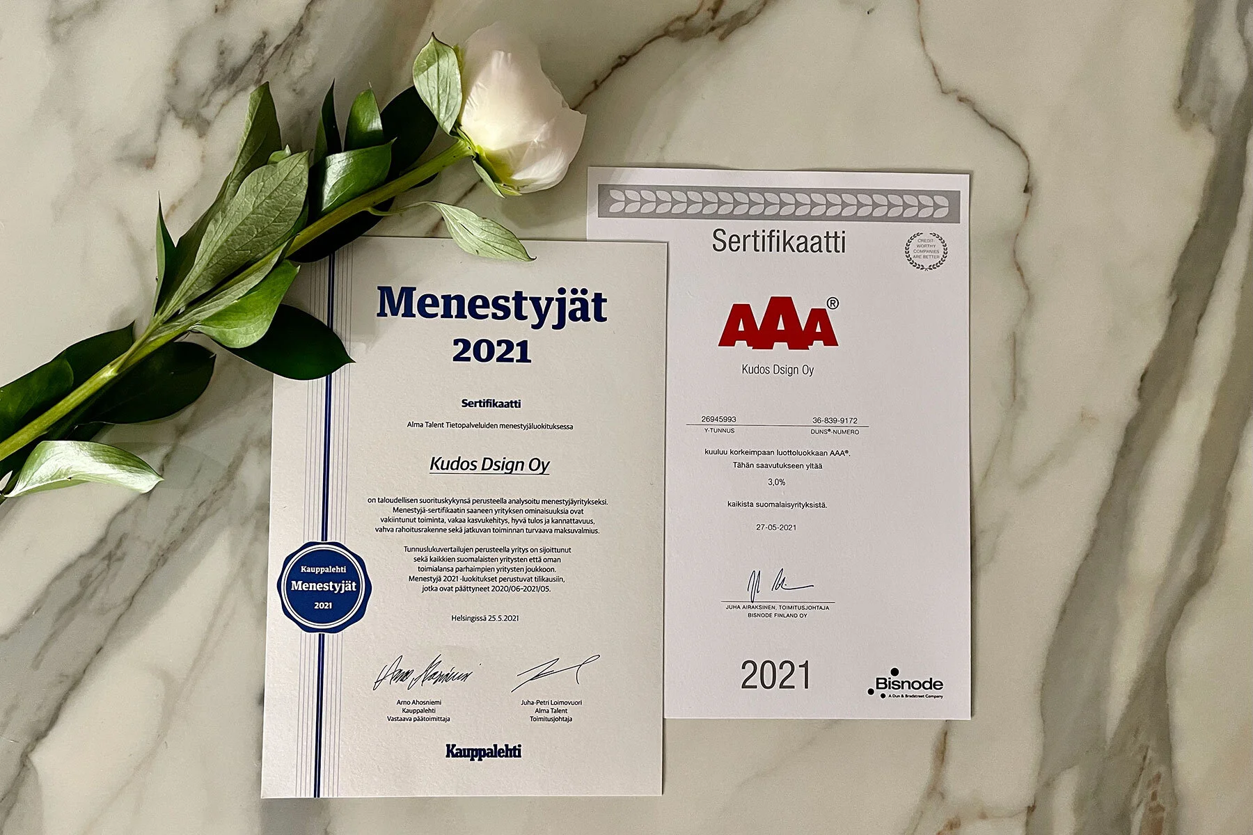 Achievers 2021 status awarded to Kudos by Kauppalehti 