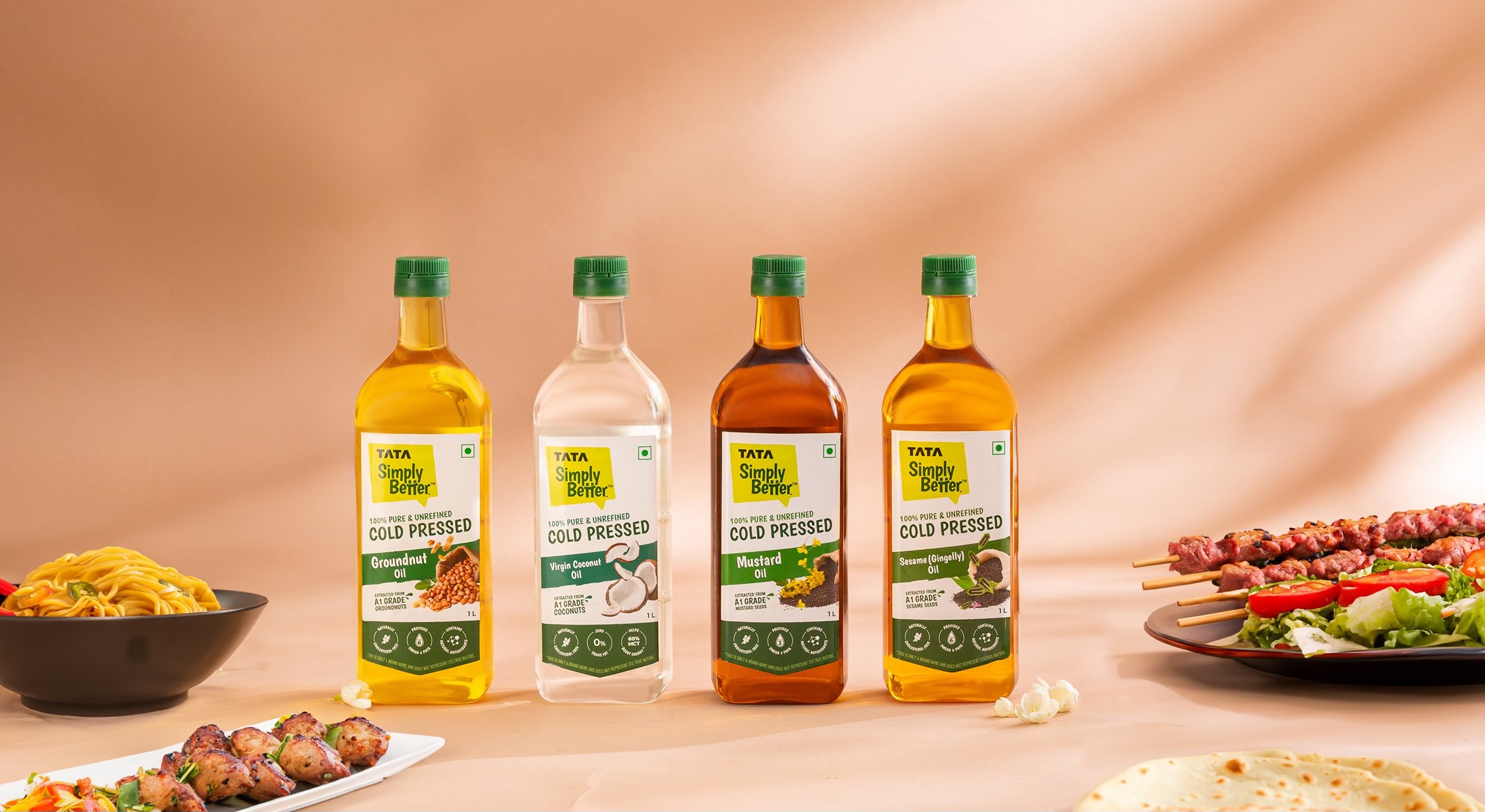 Tata Simply Better packaging designs Cold pressed oils by Yellow Fishes 