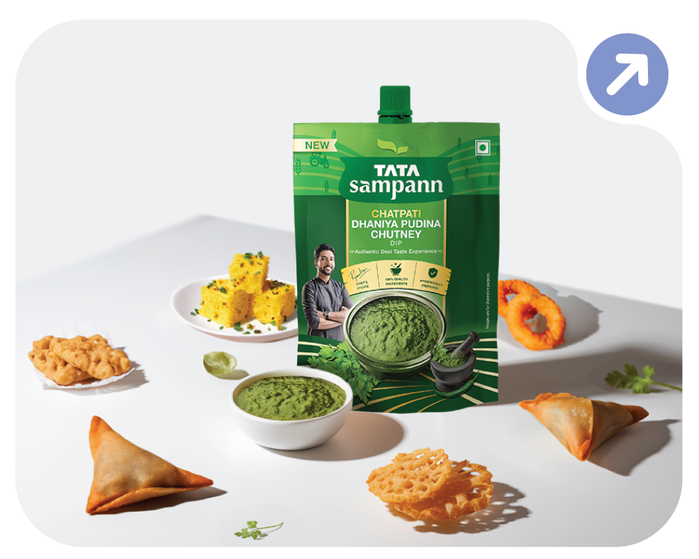 Packaging Design of Tata Sampann  Chutney - Yellowfishes best branding agency in Mumbai, India.