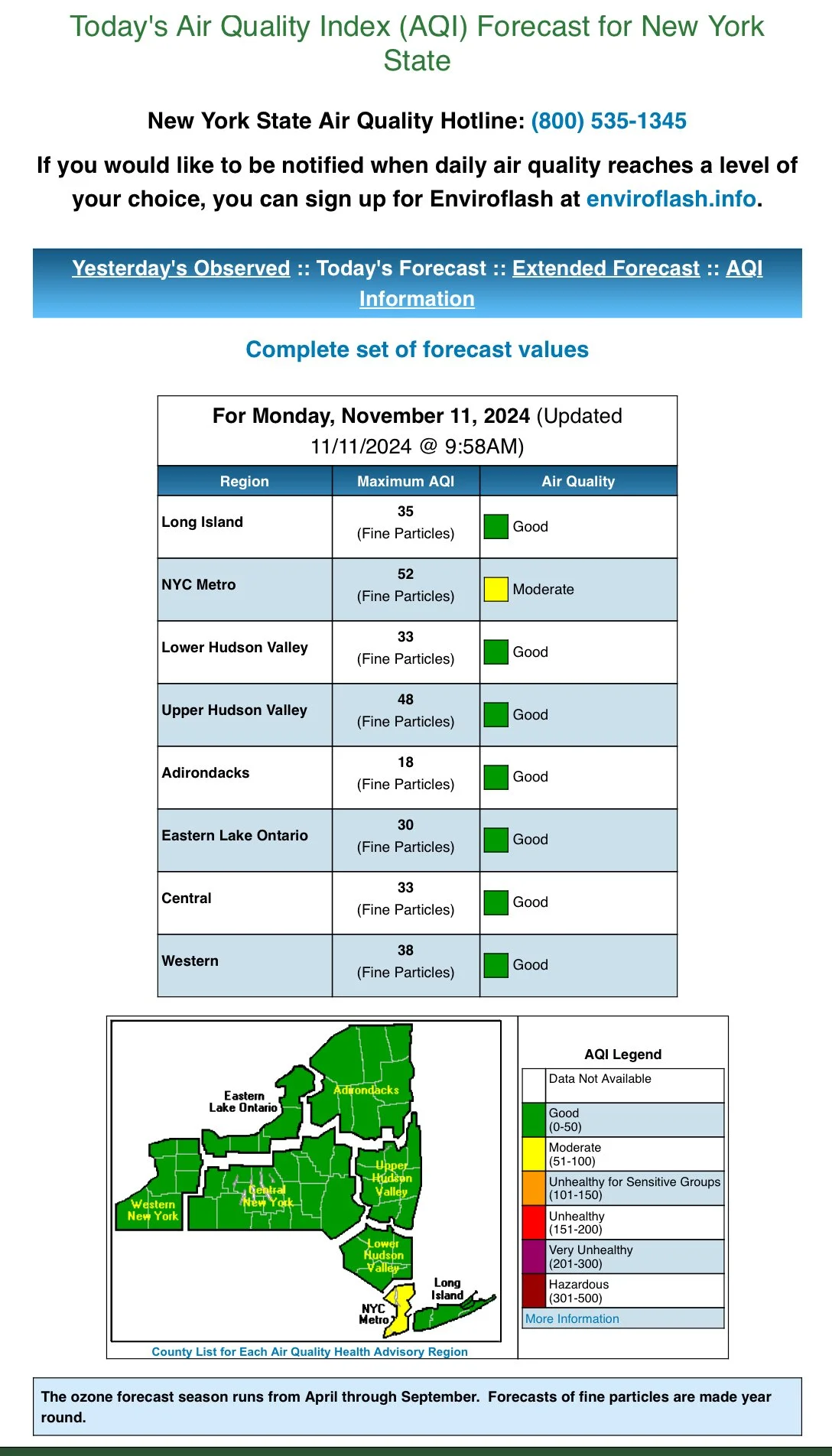 Air Quality Returns To Green Good After Light Rain Overnight In Hudson ...