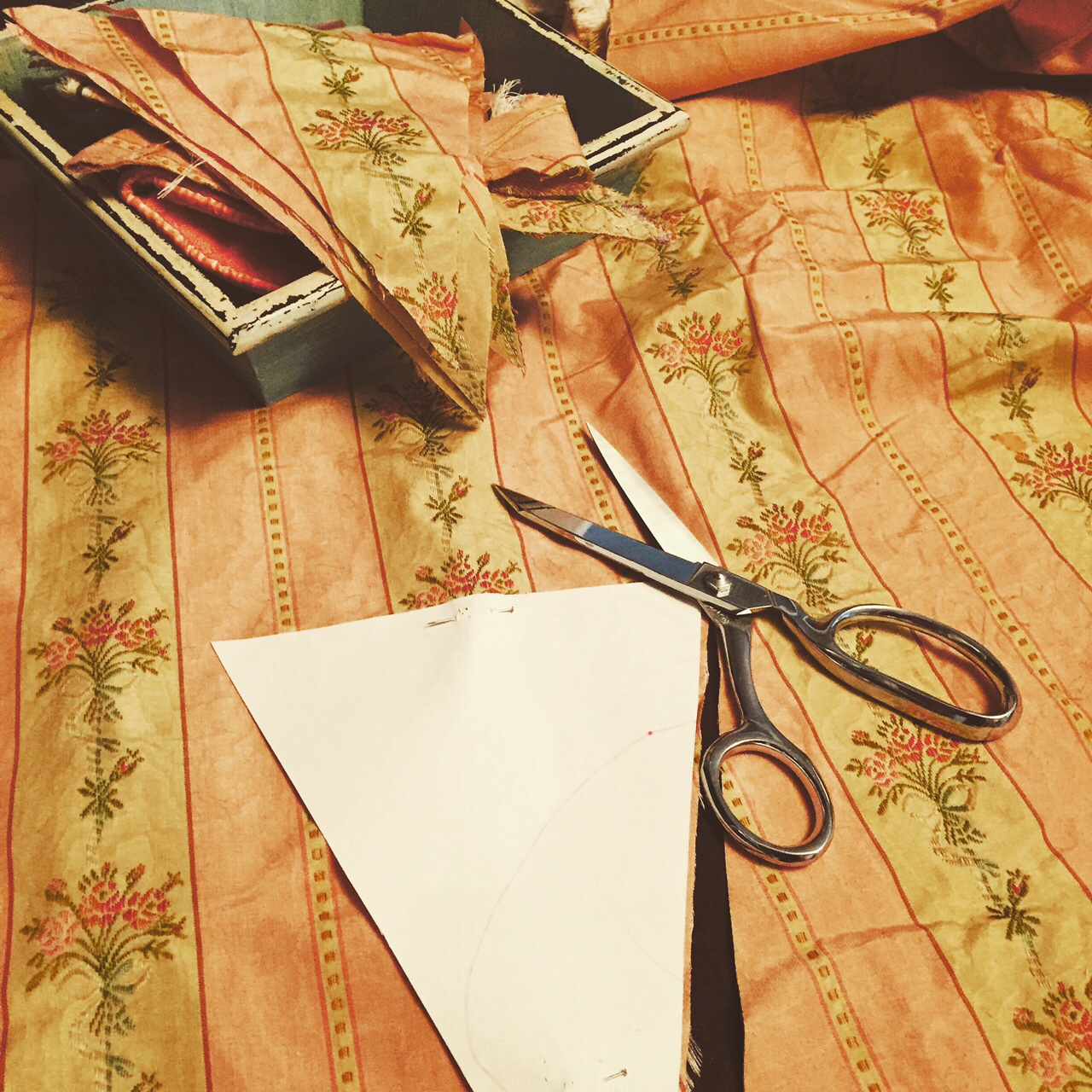 Fabric that has been with me for 12 years, and inspired my first website design when I designed my first jacket and started making accessories in my original business, Katie James, Inc.