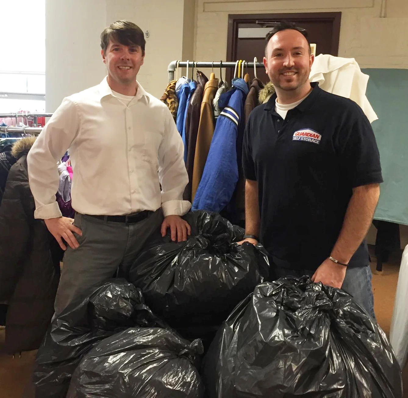 Jordan Garrand and Bryn Morgan organizing some of last year's donations