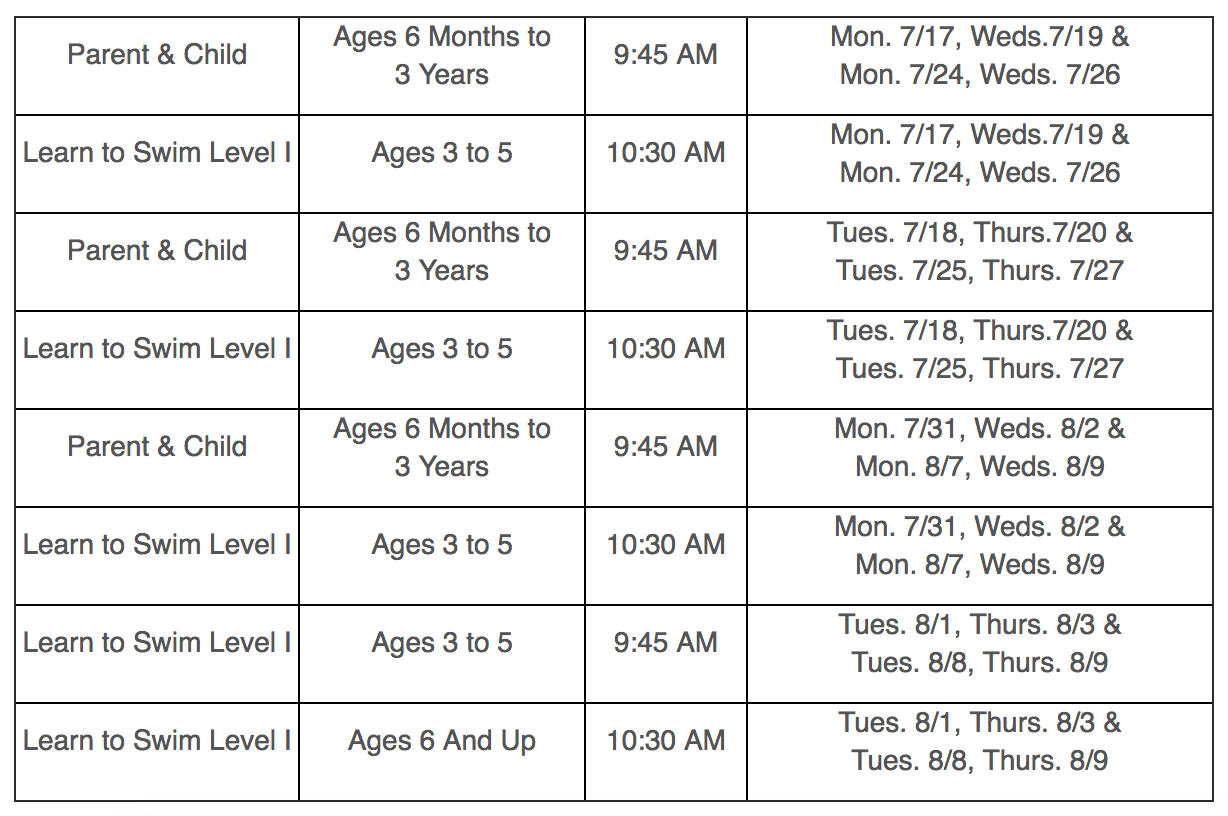 Schedule as posted at the City of Beacon's website.