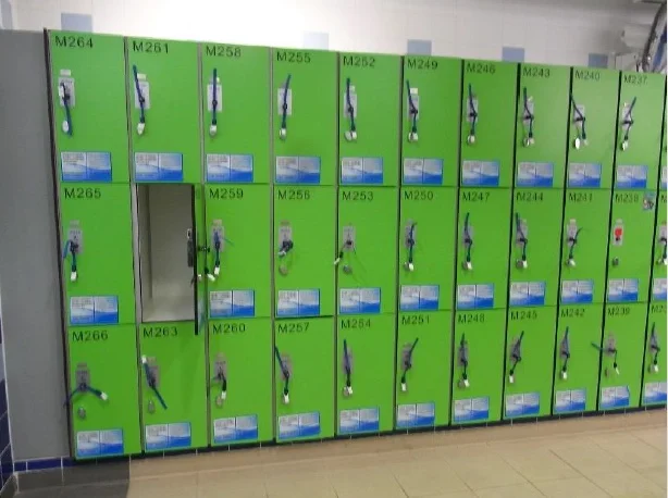 Example of new lockers in the pool area of the Beacon High School. Photo Credit: Taken from the Capital Project Presentation PDF.