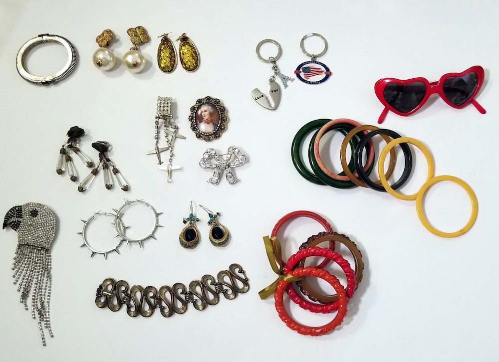 Jewelry, bakelite braclets,70's earrings,  Pins.jpg