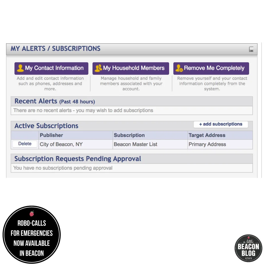 Signing up with the Emergency Alert System looks like this. Photo Credit: A Little Beacon Blog