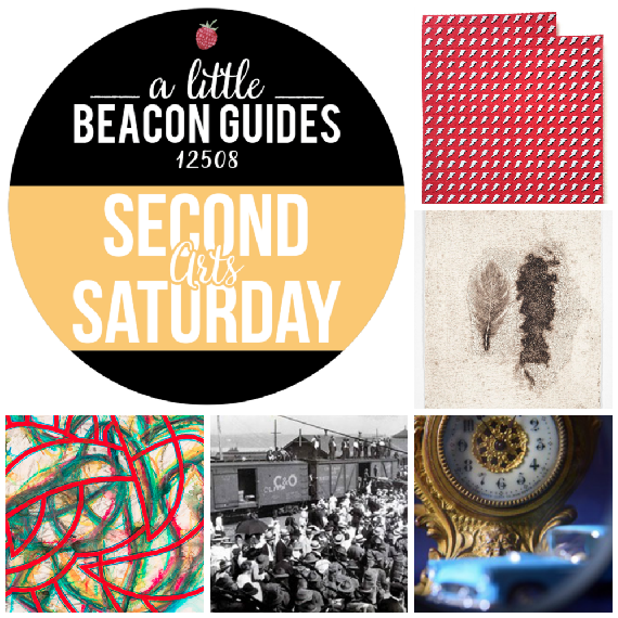 SOME OF THE ART GALLERY OPENINGS IN BEACON, NY, FOR MARCH 2019. CLOCKWISE FROM TOP RIGHT: IN THE GARDEN OF FORKING PATHS AT MOTHER ART GALLERY; STILL STILL MOVING AT THE HOWLAND CULTURAL CENTER; NANCY DREW-INSPIRED GROUP SHOW AT THE HOWLAND PUBLIC LIBRARY; OVER HERE , DUTCHESS COUNTY’S WORLD WAR I STORIES AT BEACON HISTORICAL SOCIETY, AND WORKING OVERTIME AT PHOTO BOOK WORKS.
