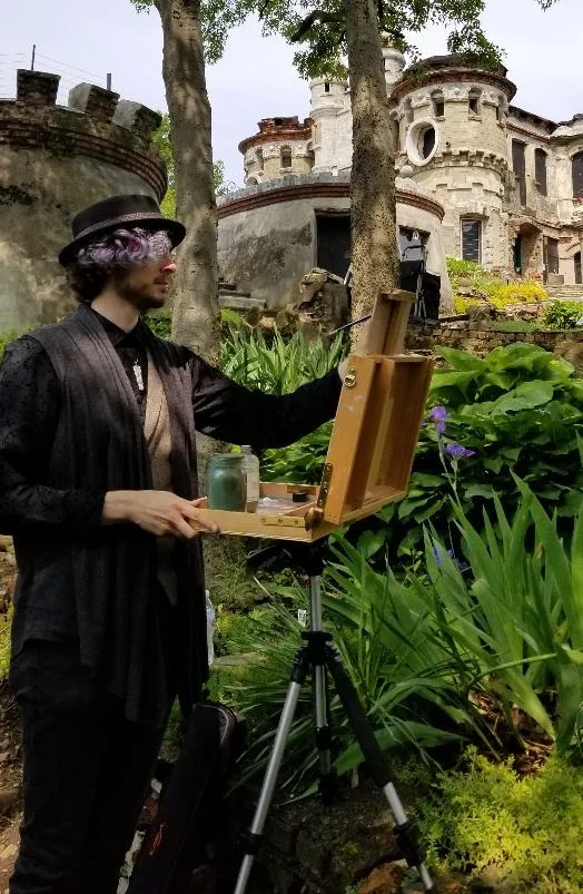 William Moss at the Bannerman Island Plein-Air Paint-out. Photo Credit: L.A. Clark