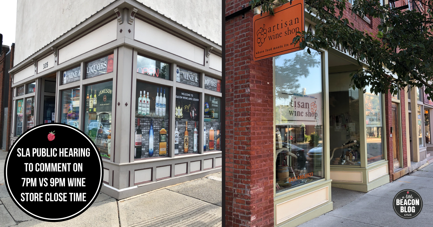 Pictured here are two wine stores in Beacon who support extending the open hours. Photo Credit: Katie Hellmuth Martin