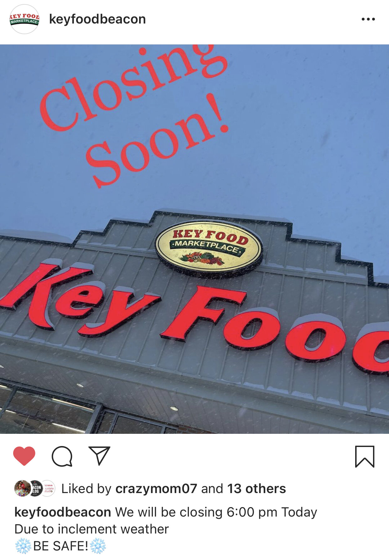 key food blizzard closing early.jpg