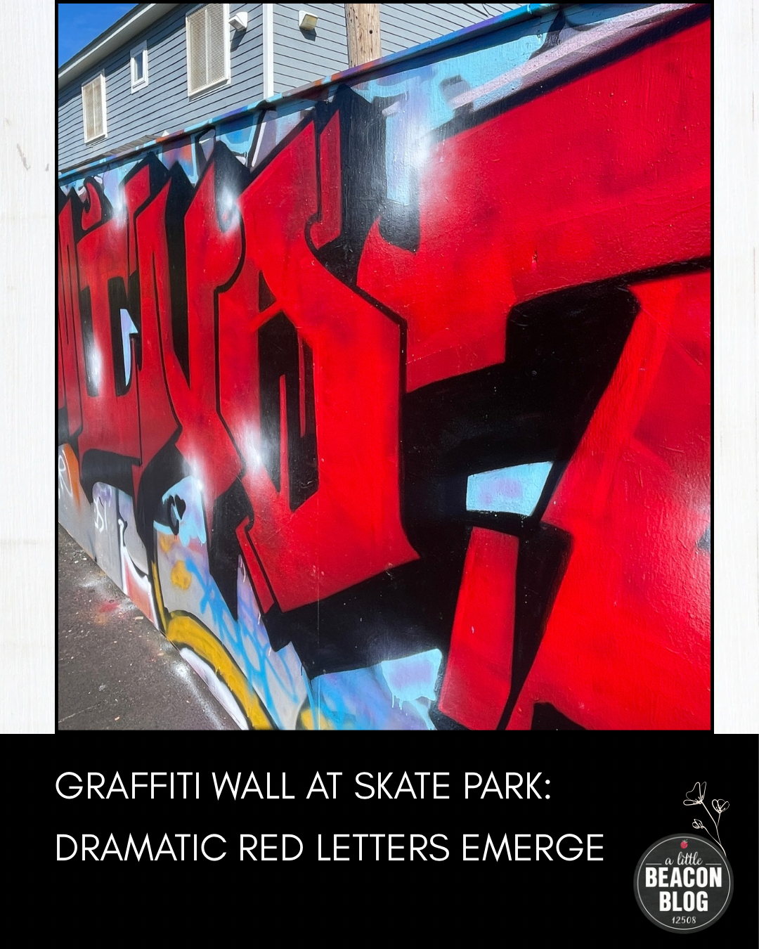 Graffiti Wall At Skate Park: Dramatic Red Letters Emerge