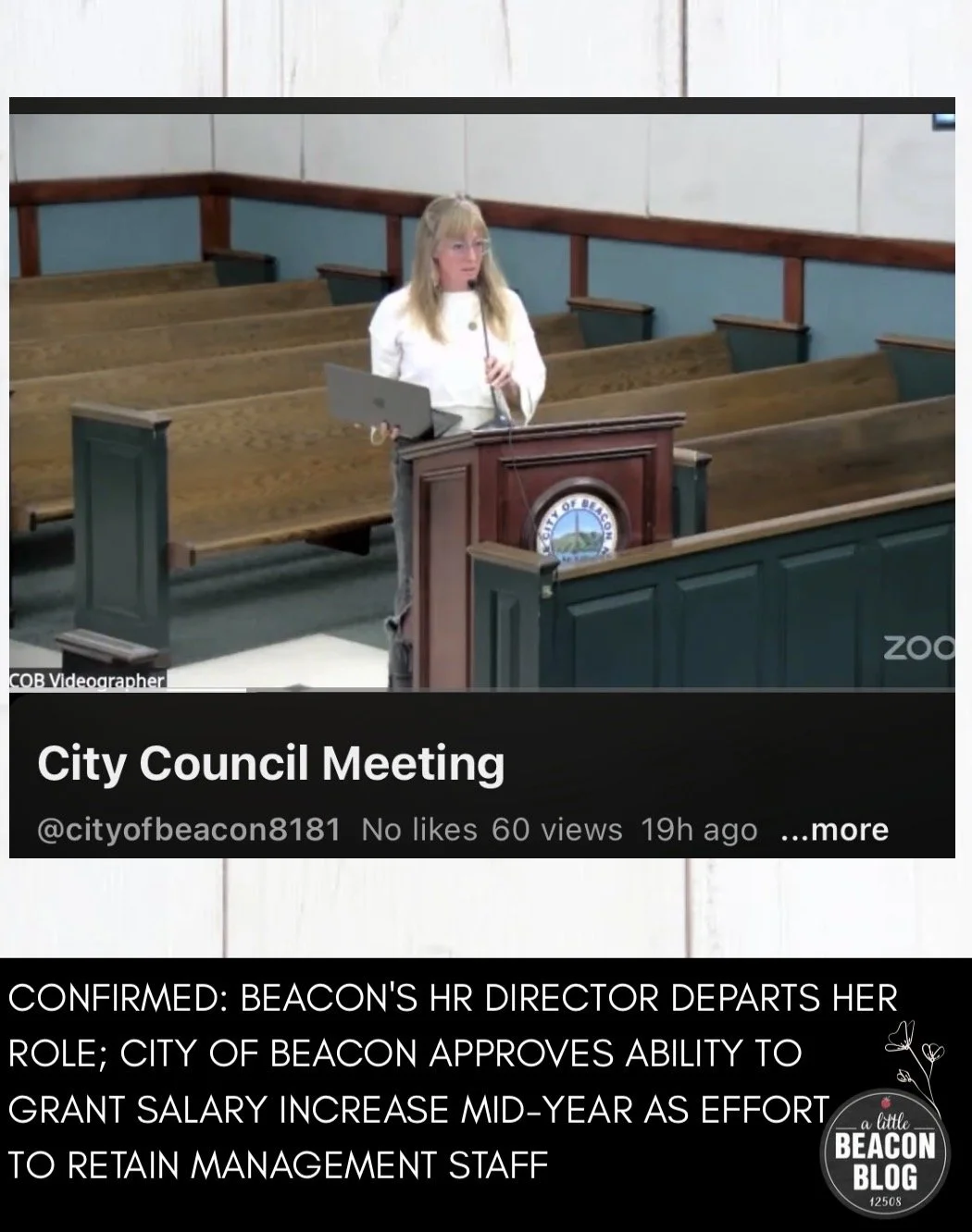 Confirmed: Beacon's HR Director Departs Her Role; City of Beacon Approves Ability To Grant Salary Increase Mid-Year As Effort To Retain Management Staff
