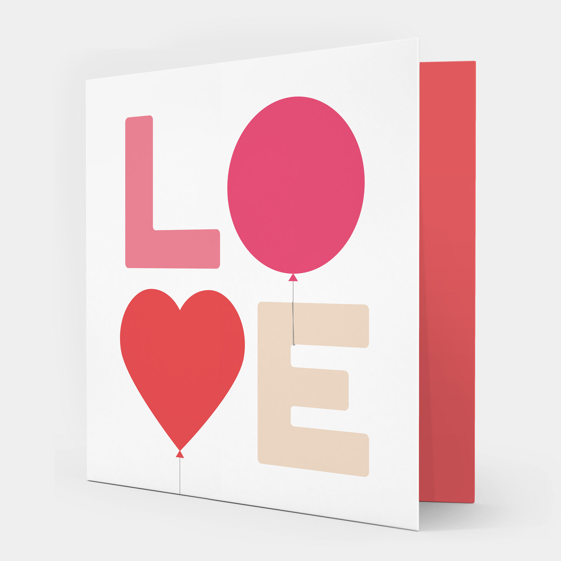 Love Balloons Greetings Card - Red &amp; Pink