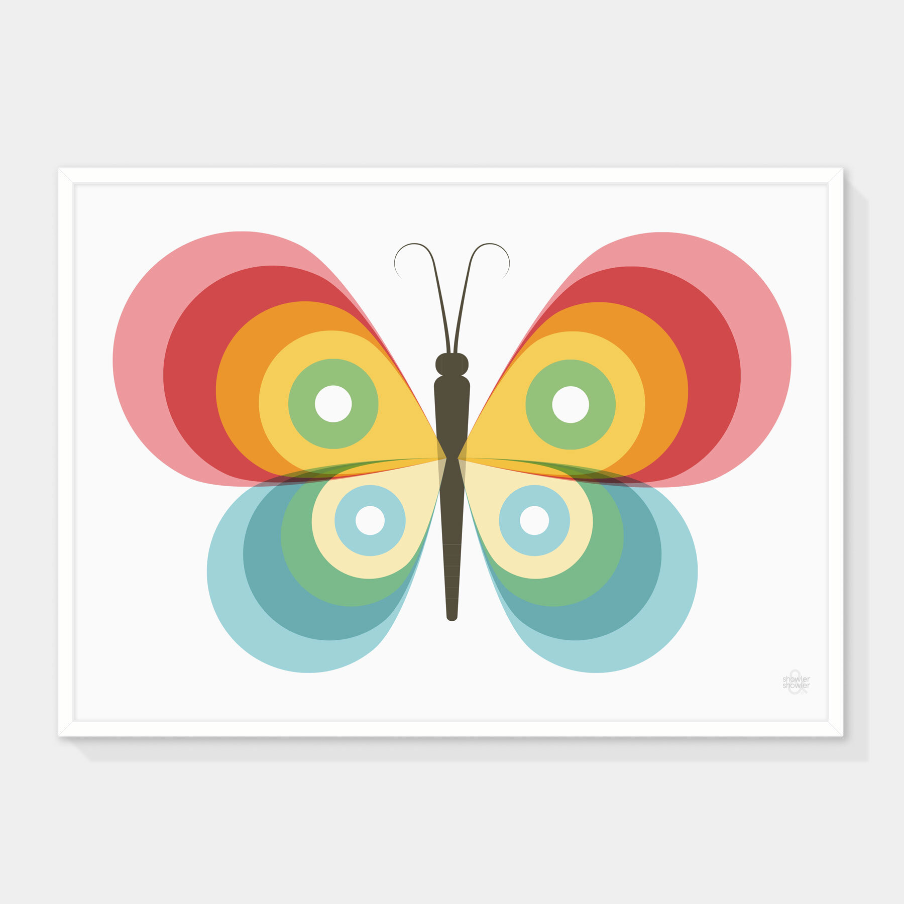 Rainbow Striped Butterfly Art Print