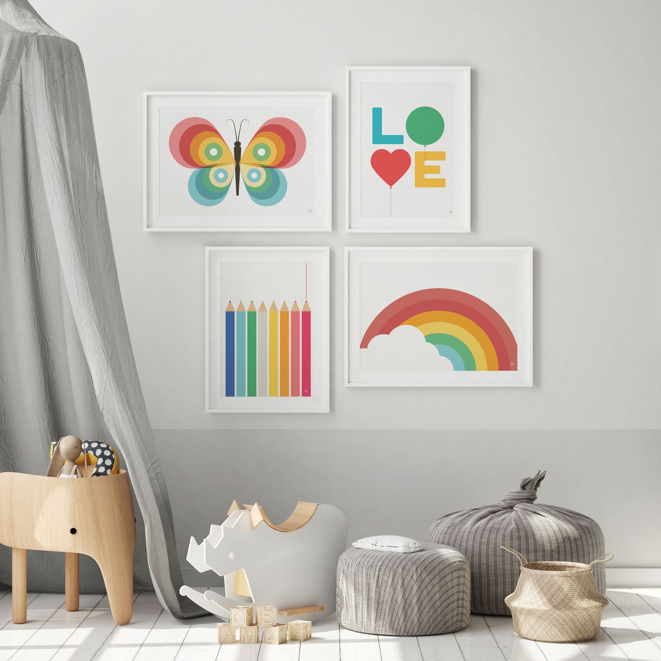 Butterfly, Rainbow, Pencils and Love Balloons Lifestyle