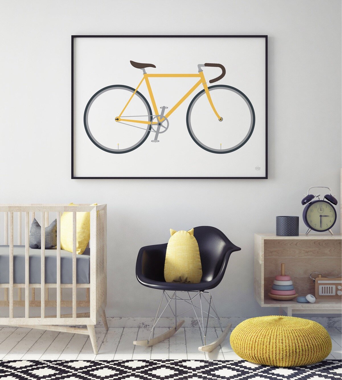Road Bicycle Art Print (Yellow)