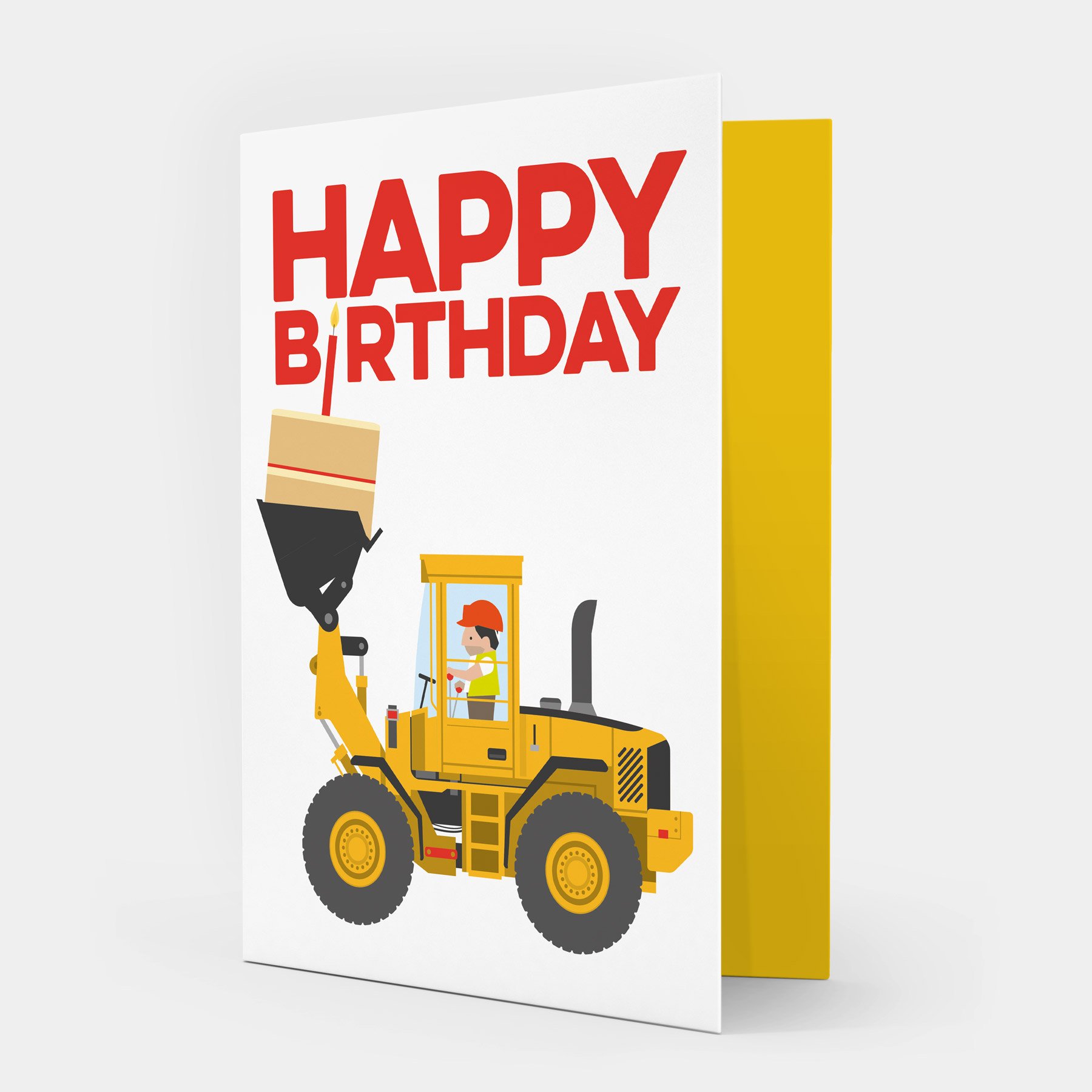 Digger Construction Birthday Card