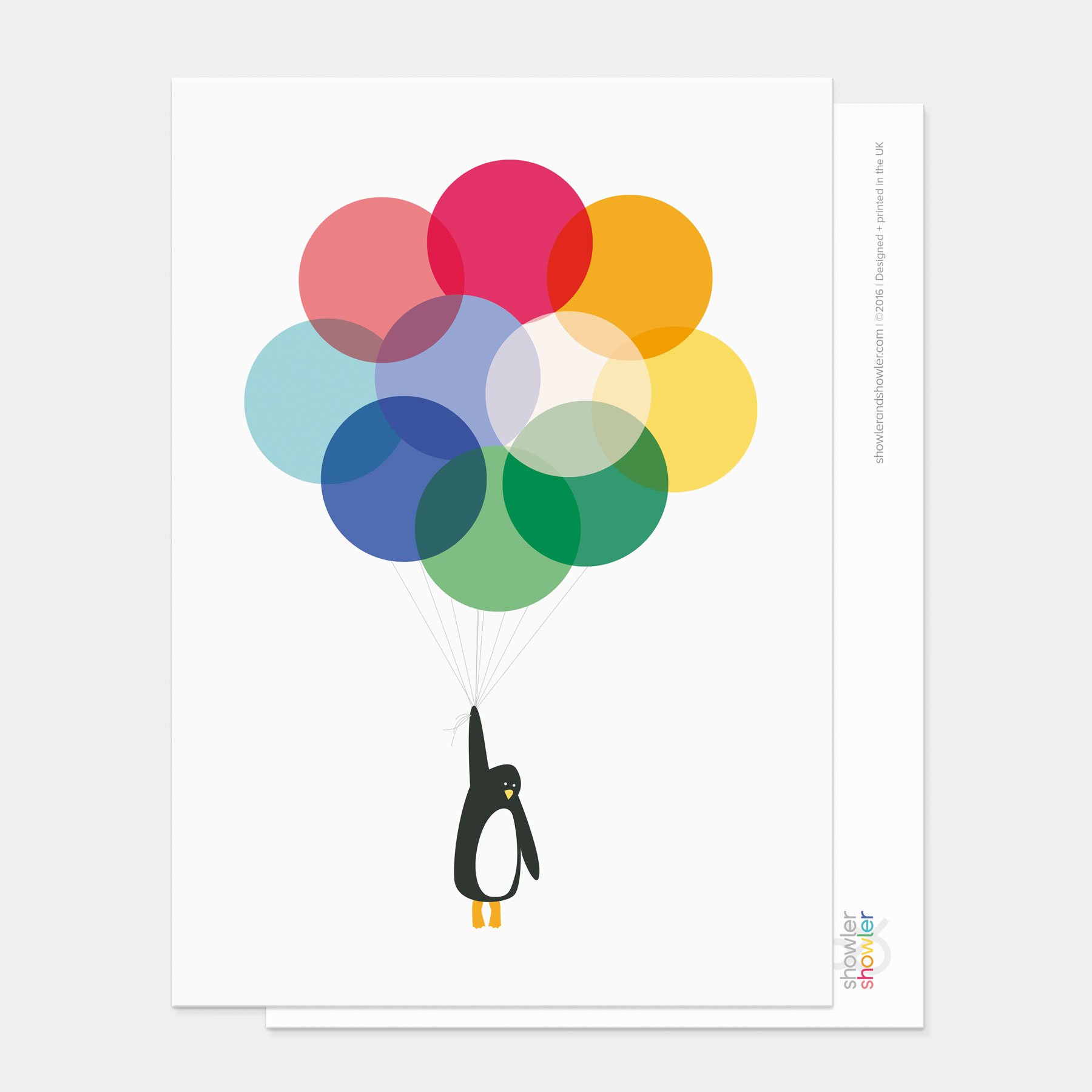 Mr Penguin Balloons (Muted Tones) Postcard