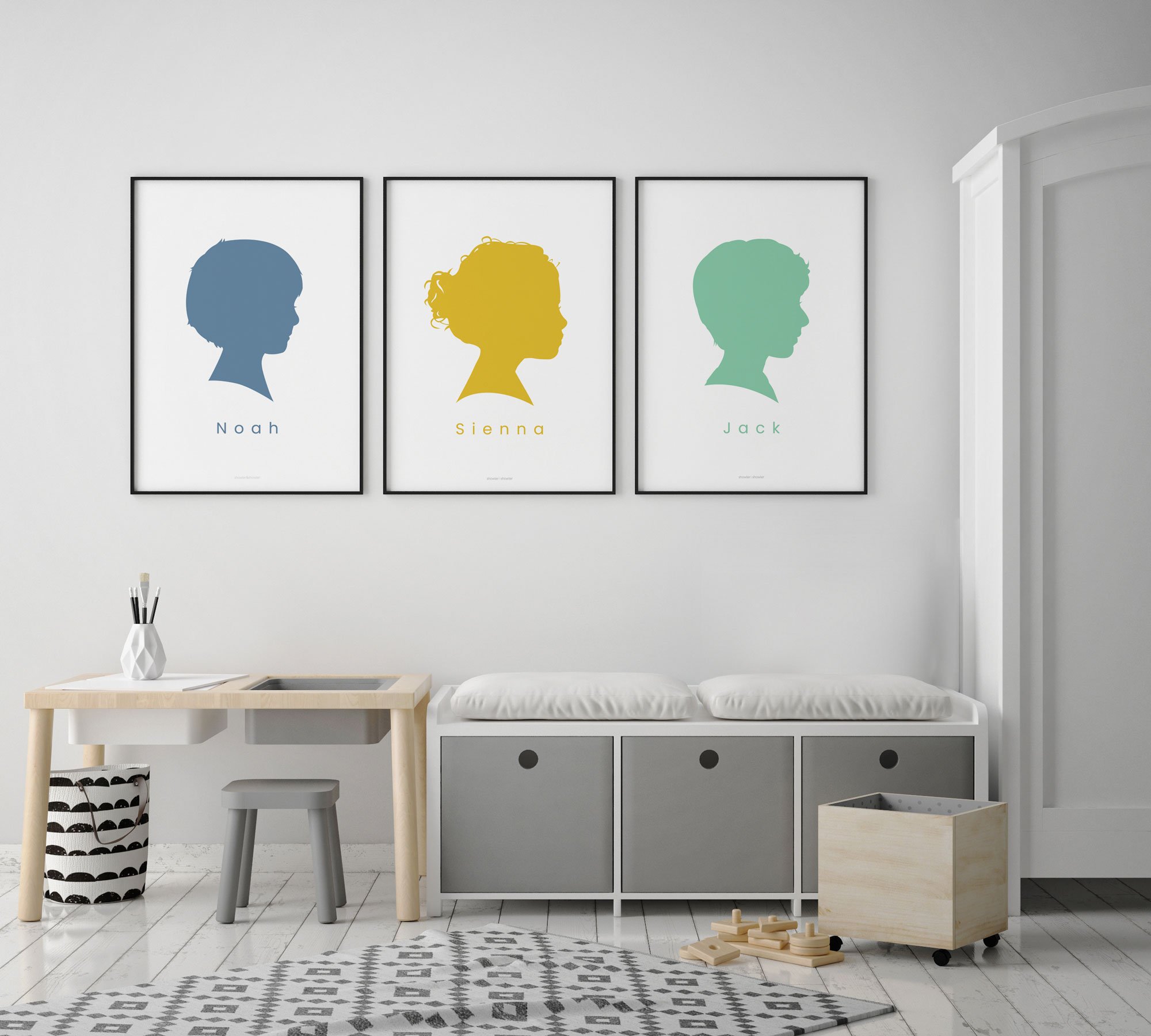 Children's Bespoke Personalised Silhouette Portrait Print