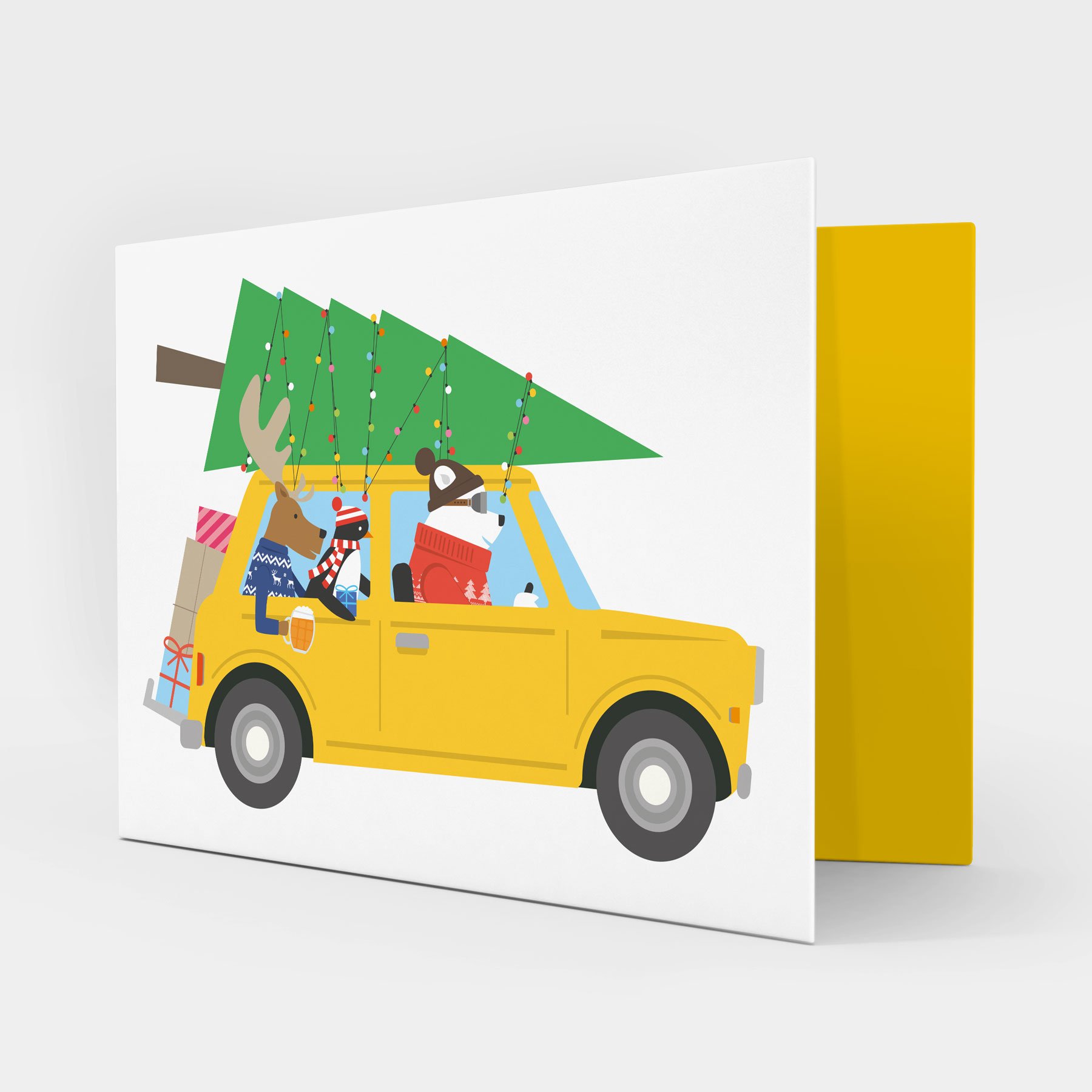 Yellow Car Christmas Card