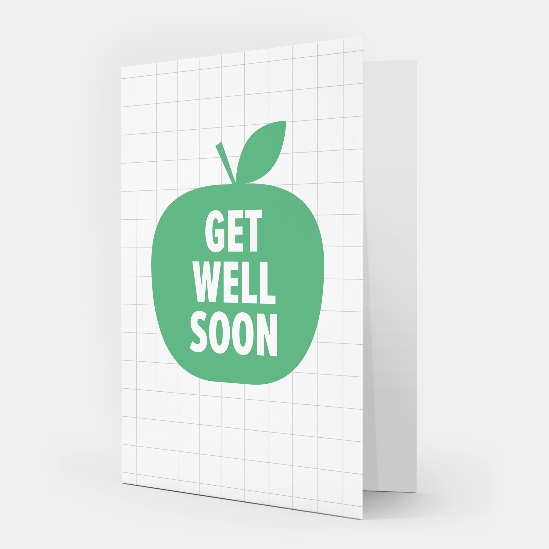 Get Well Soon Green Apple Grid Greetings Card