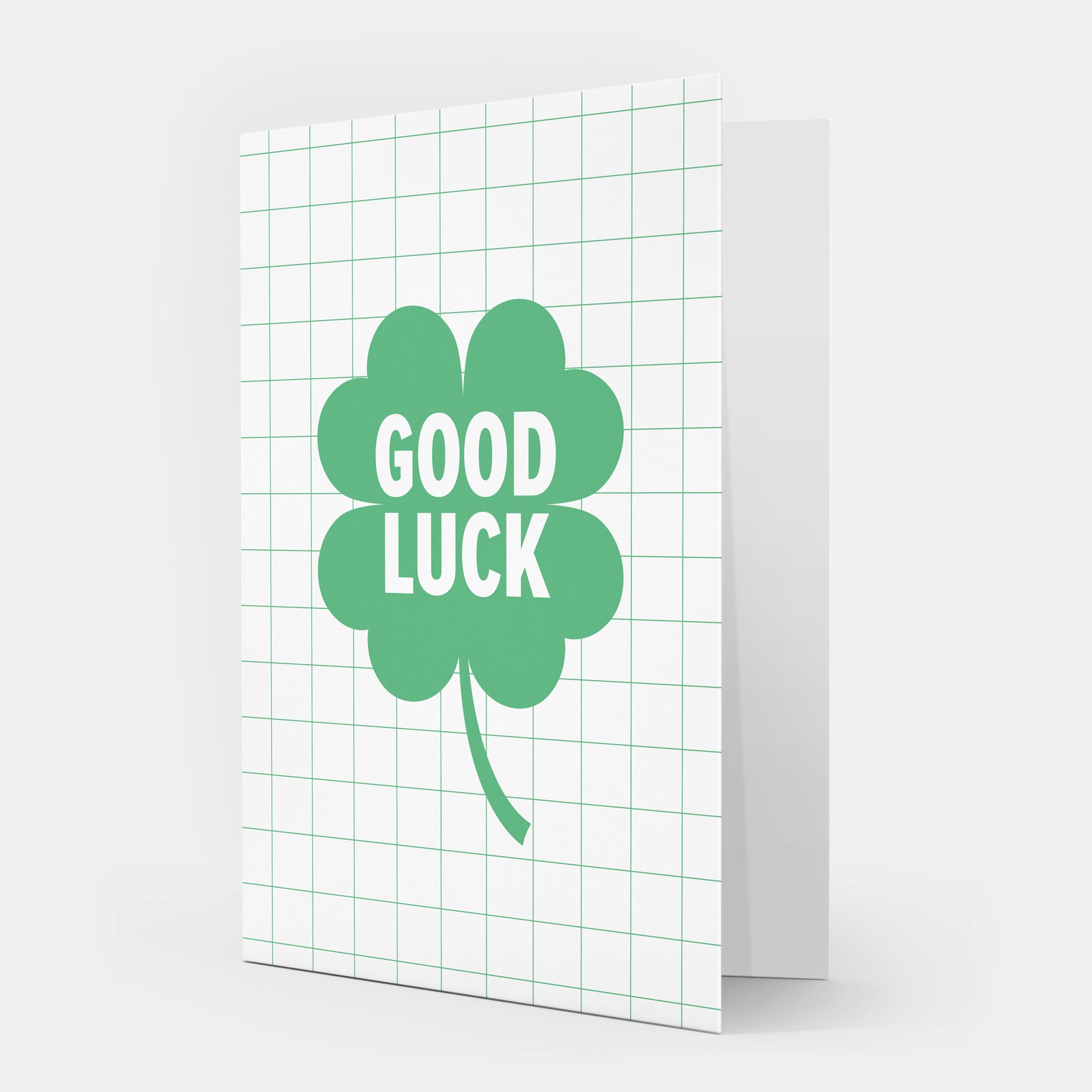 Good Luck Four Leaf Clover Grid Greetings Card