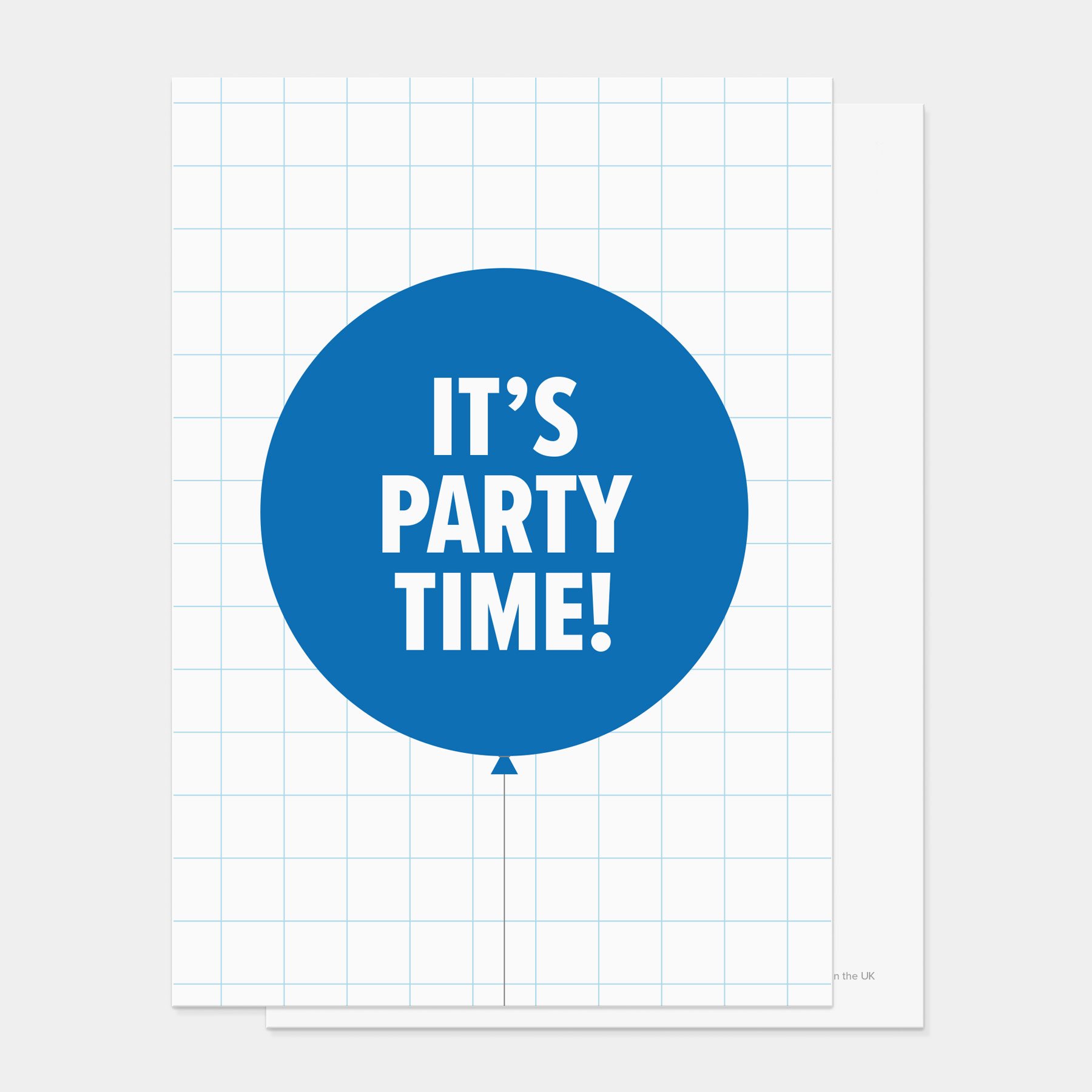 It's Party Time! Blue Balloon Party Invites