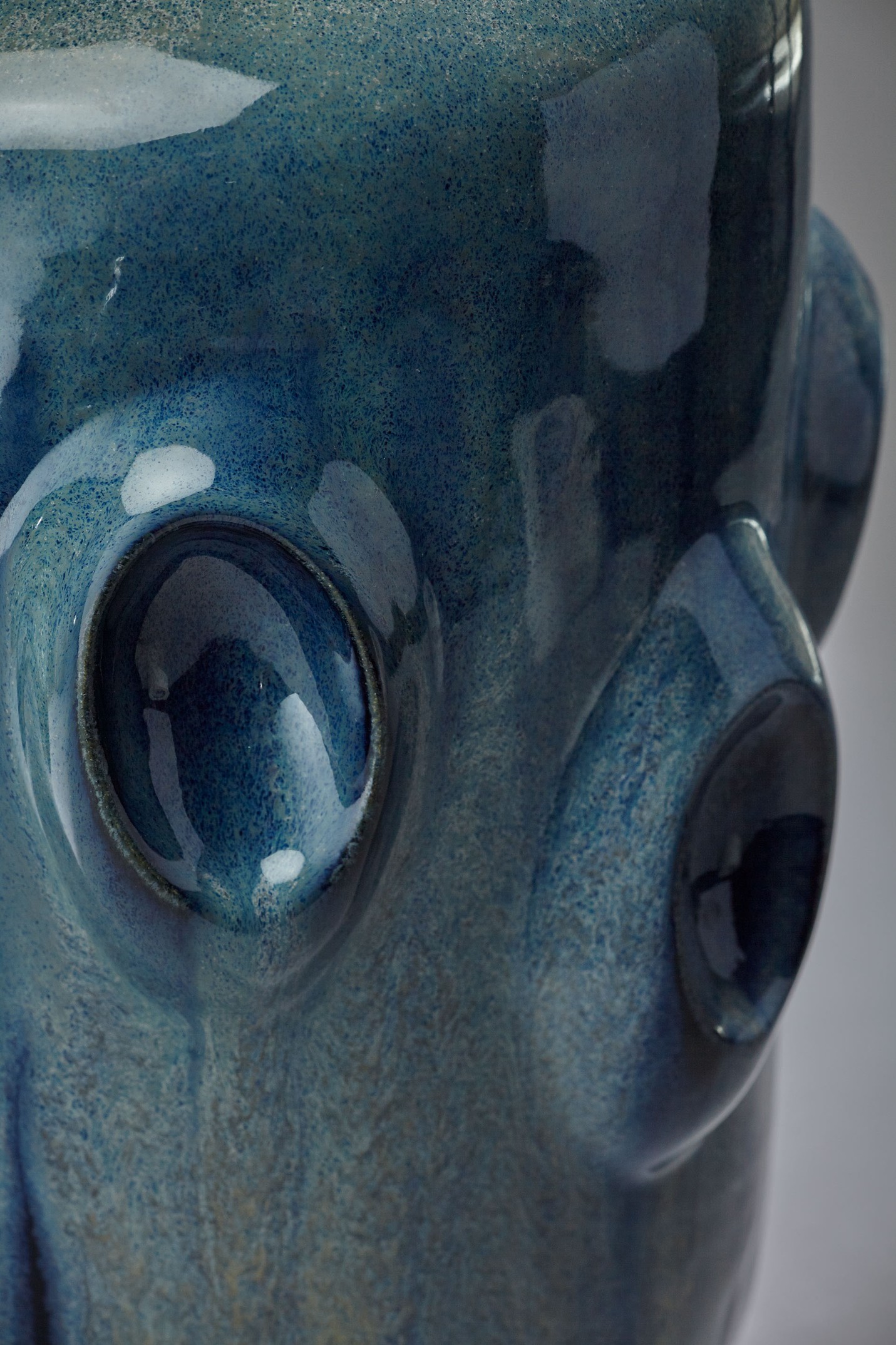 Variegated Blue & Verdigris Cylindrical Vase With Obloid Shapes, detail.jpg