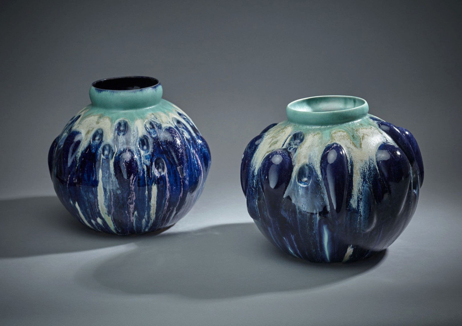 Pair of Turquoiose & Blue Moon Jars.jpg