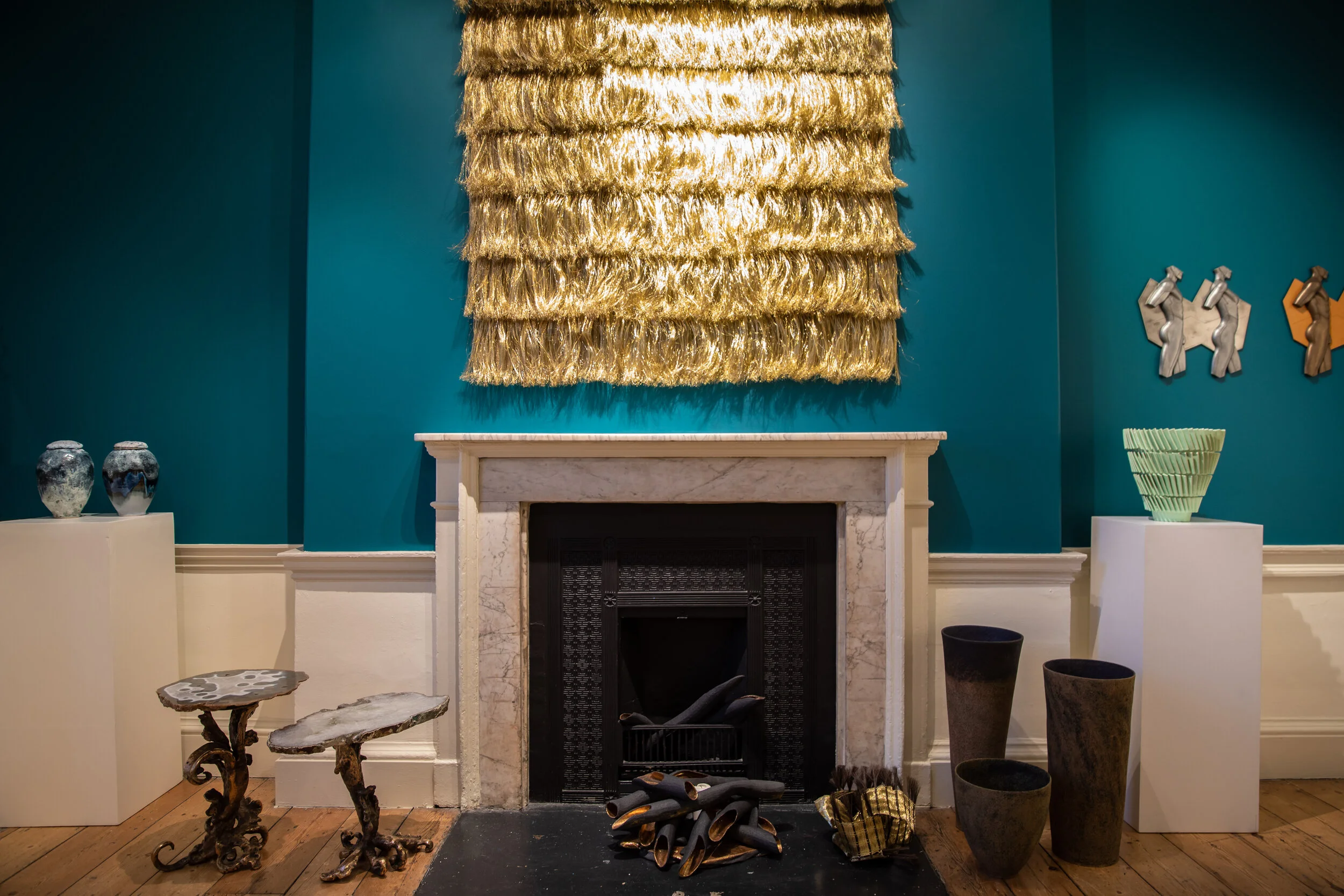 Annemette Beck - Brass Fringes Wall  Piece - In context at COLLECT 2020.jpg
