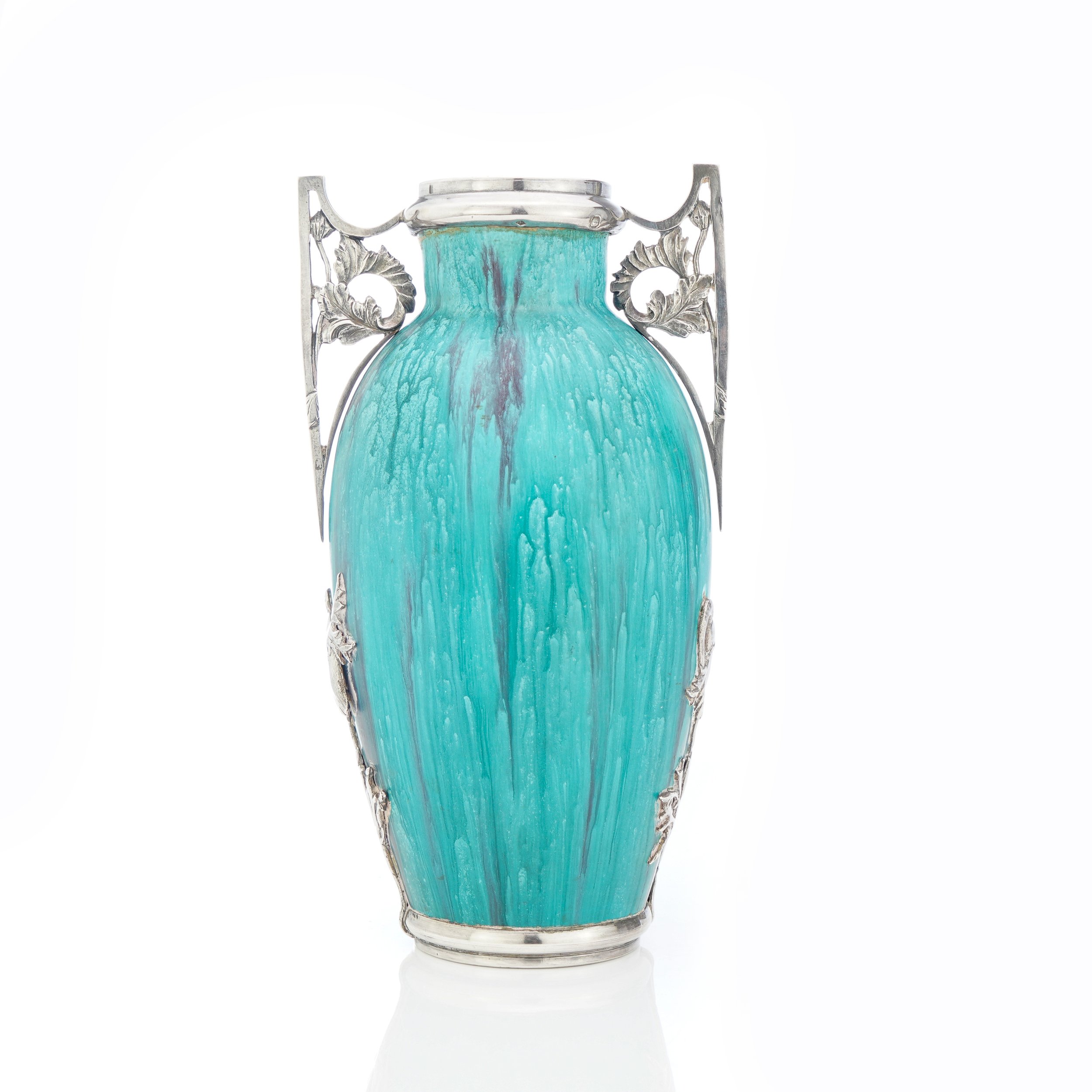 French silver and porcelain Art Nouveau Vase, c.1900