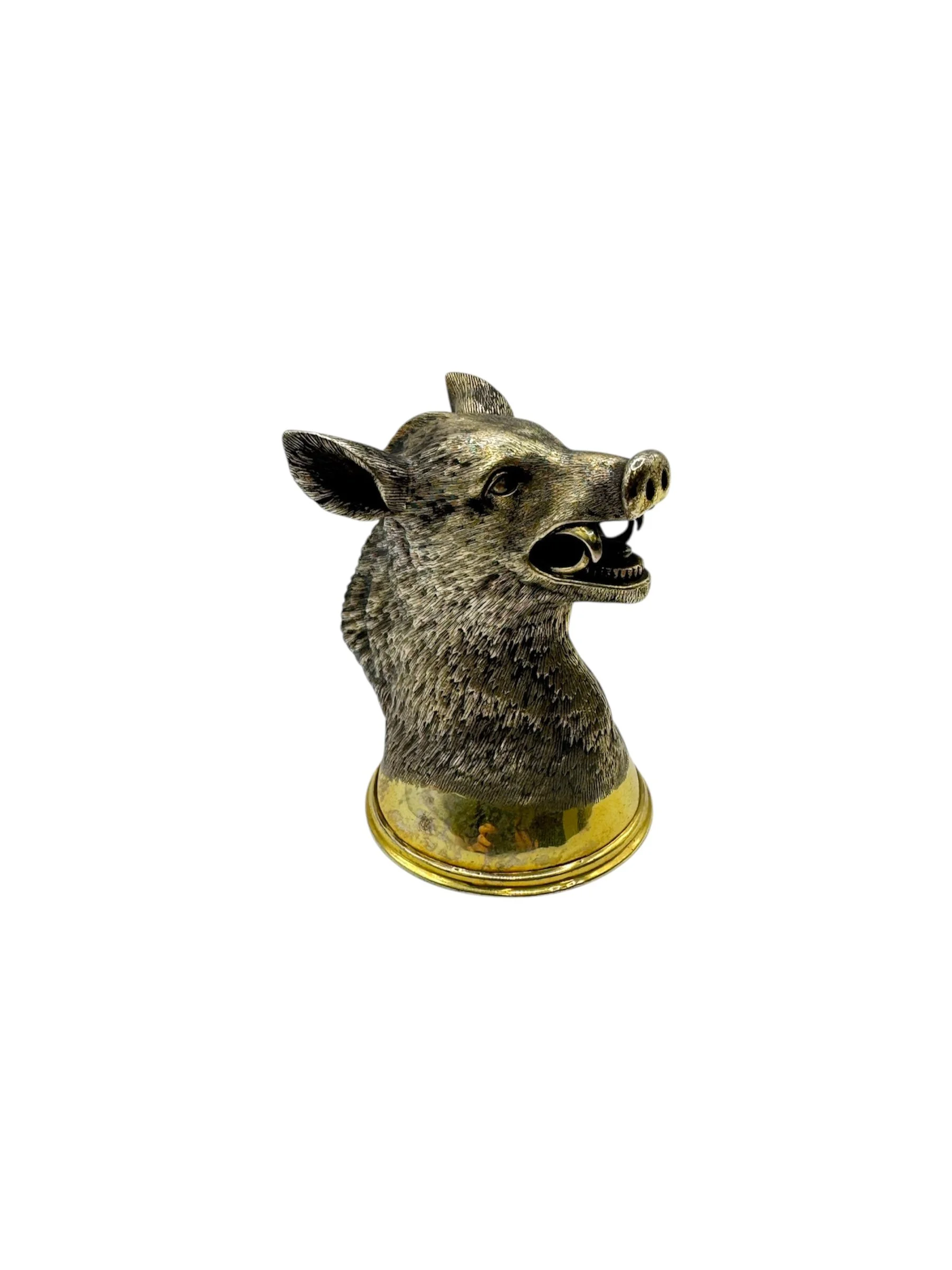 Russian silver gilt stir up cup formed as a boar's head, St Petersburg, c.1880 by Samuel Arnd.