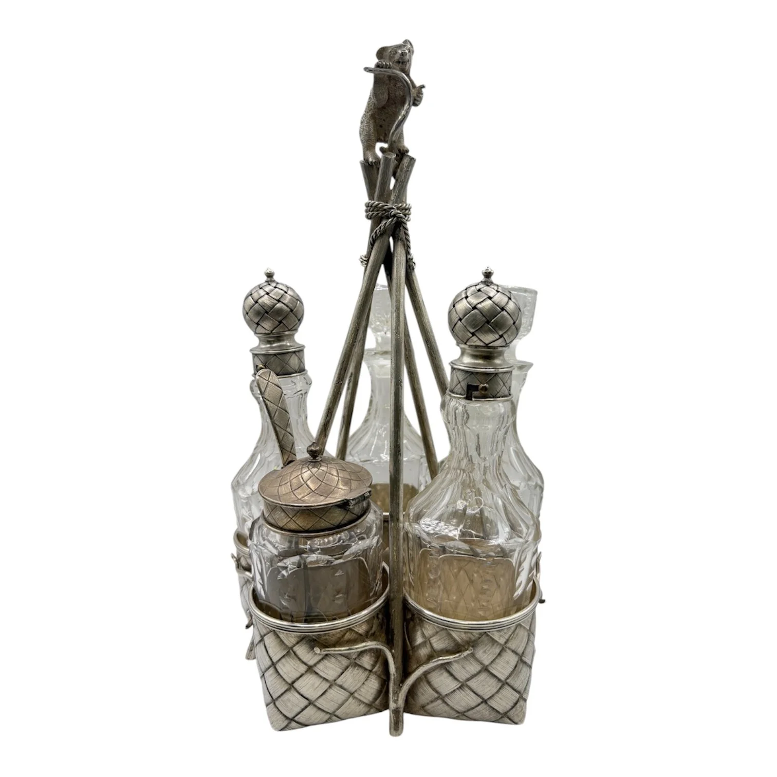 Russian silver and trompe l'oeil condiment set, St Petersburg, 1887 by Vasily Ivanov.