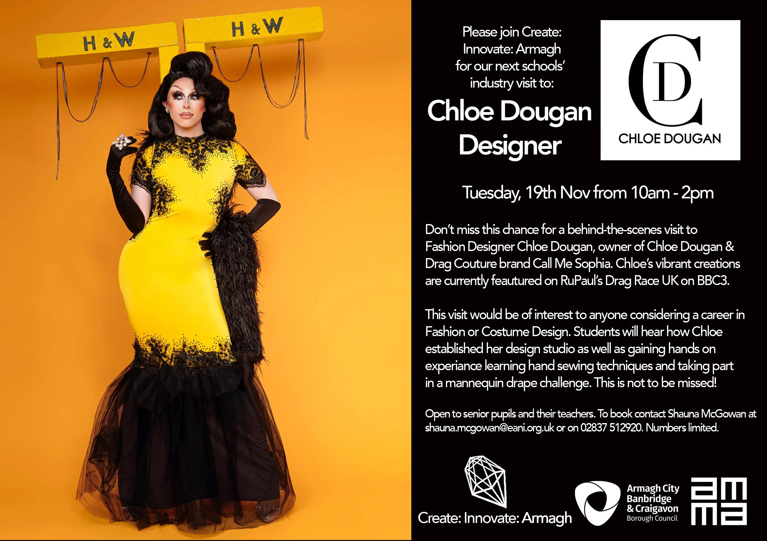 Blu Hydrangea wearing designs from Chloe Dougan’s Fashion Brand ‘Call me Sophia’, as featured on RuPaul’s Drag Race UK on BBC3