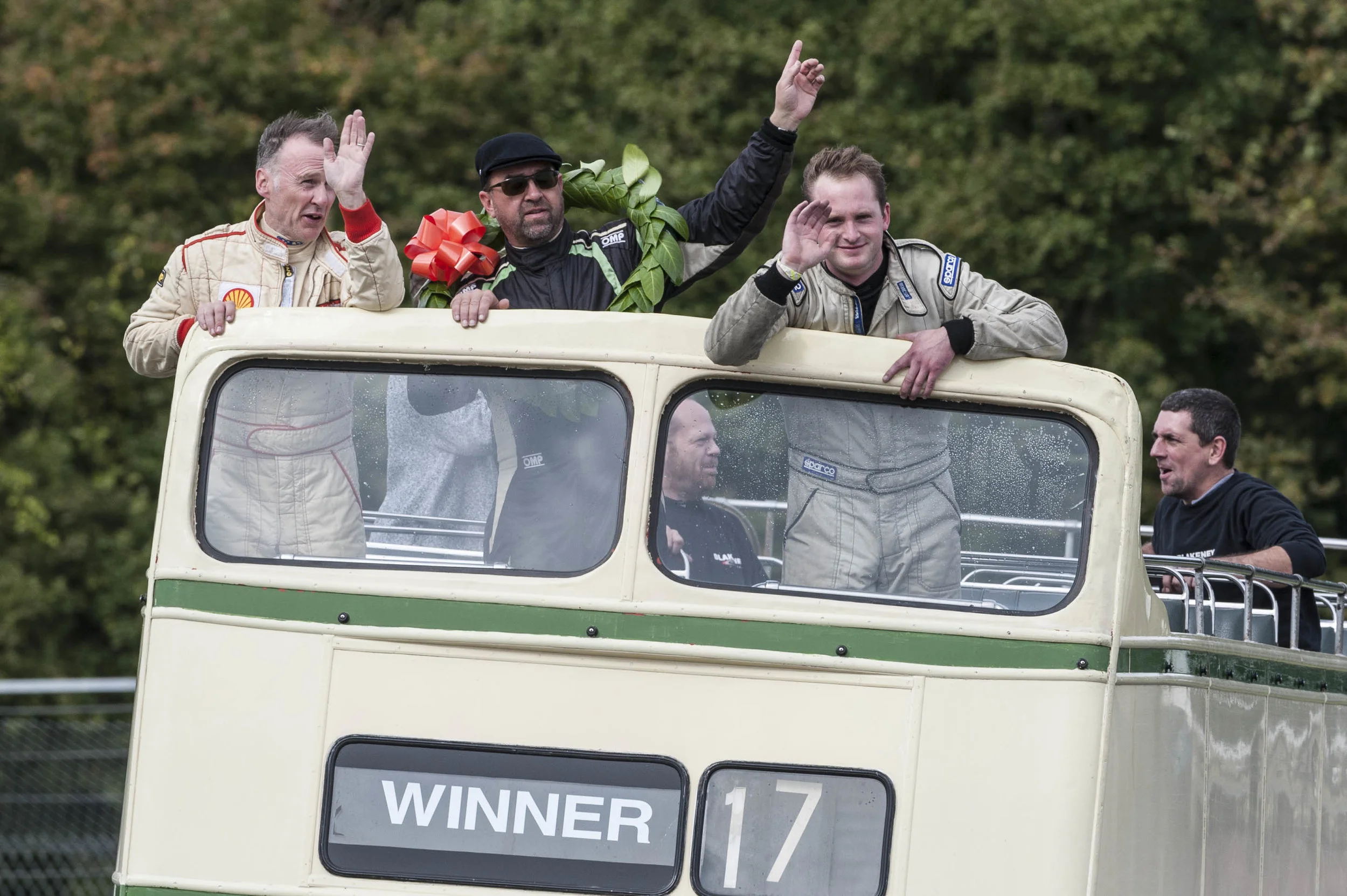 Gillies, Patrick BE and Williams in the victory bus - before Kneller was awarded 3rd place from Gillies: Peter McFadyen