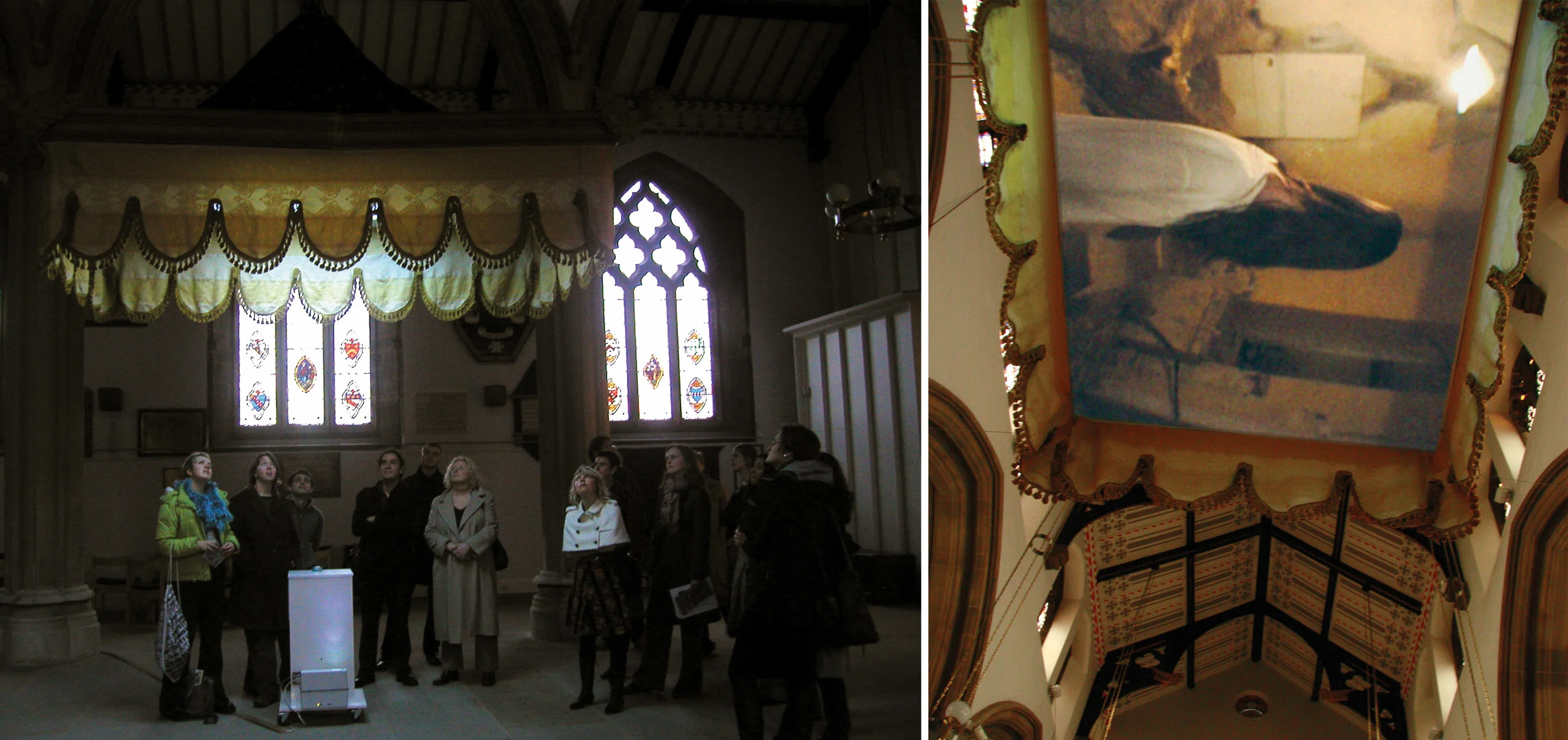 PLAYING GOD, interactive database movie, sound, sculpture , site specific installation, the Preston Minster, Preston, UK, 2007