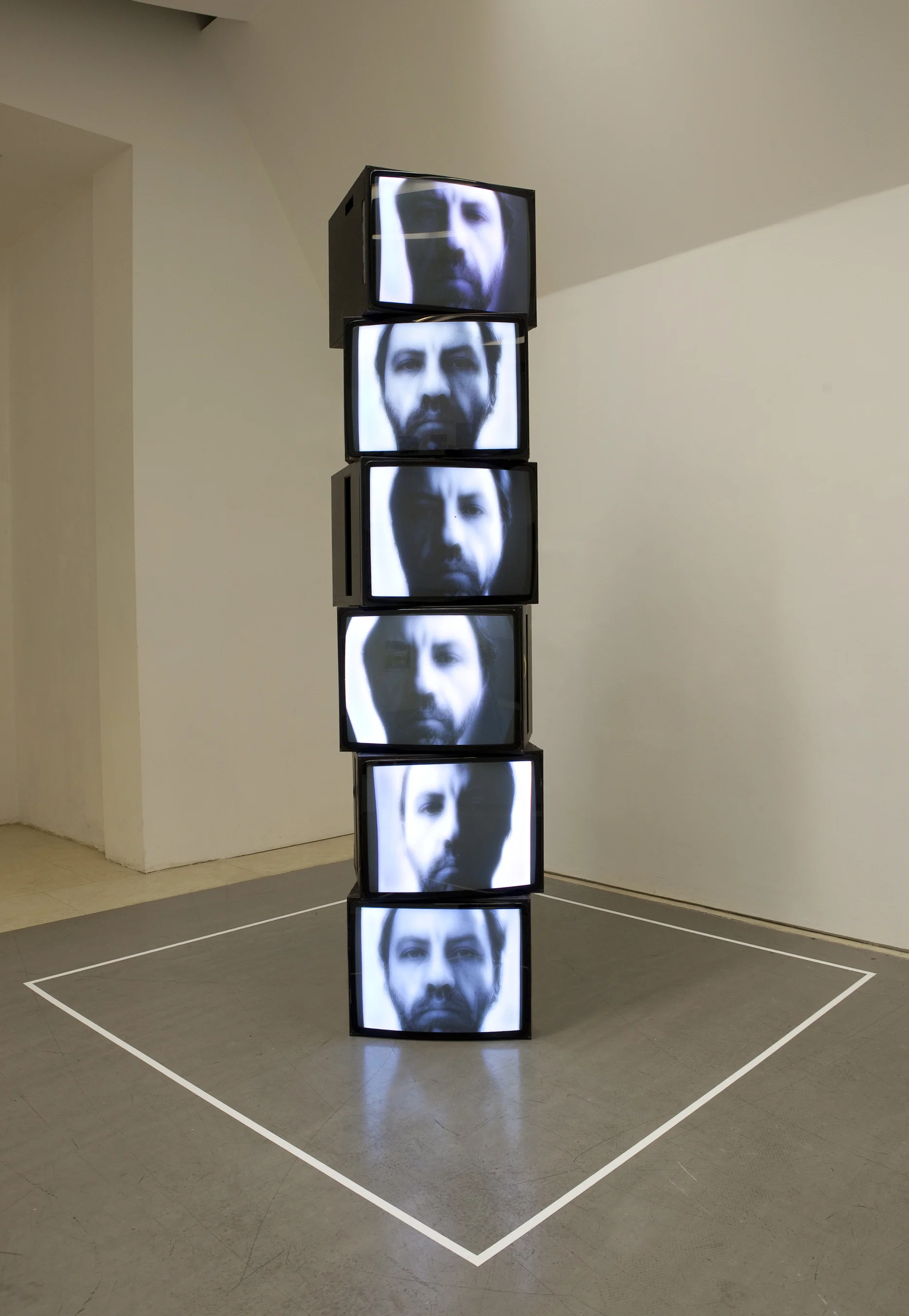 I AM MY PHOTOGRAPH, (2004/5), time offset continuous video loops, CRT monitors, stereo audio , WICC IMB WICC, St James Cavalier Centre for Creativity, Valletta, Malta, 2012